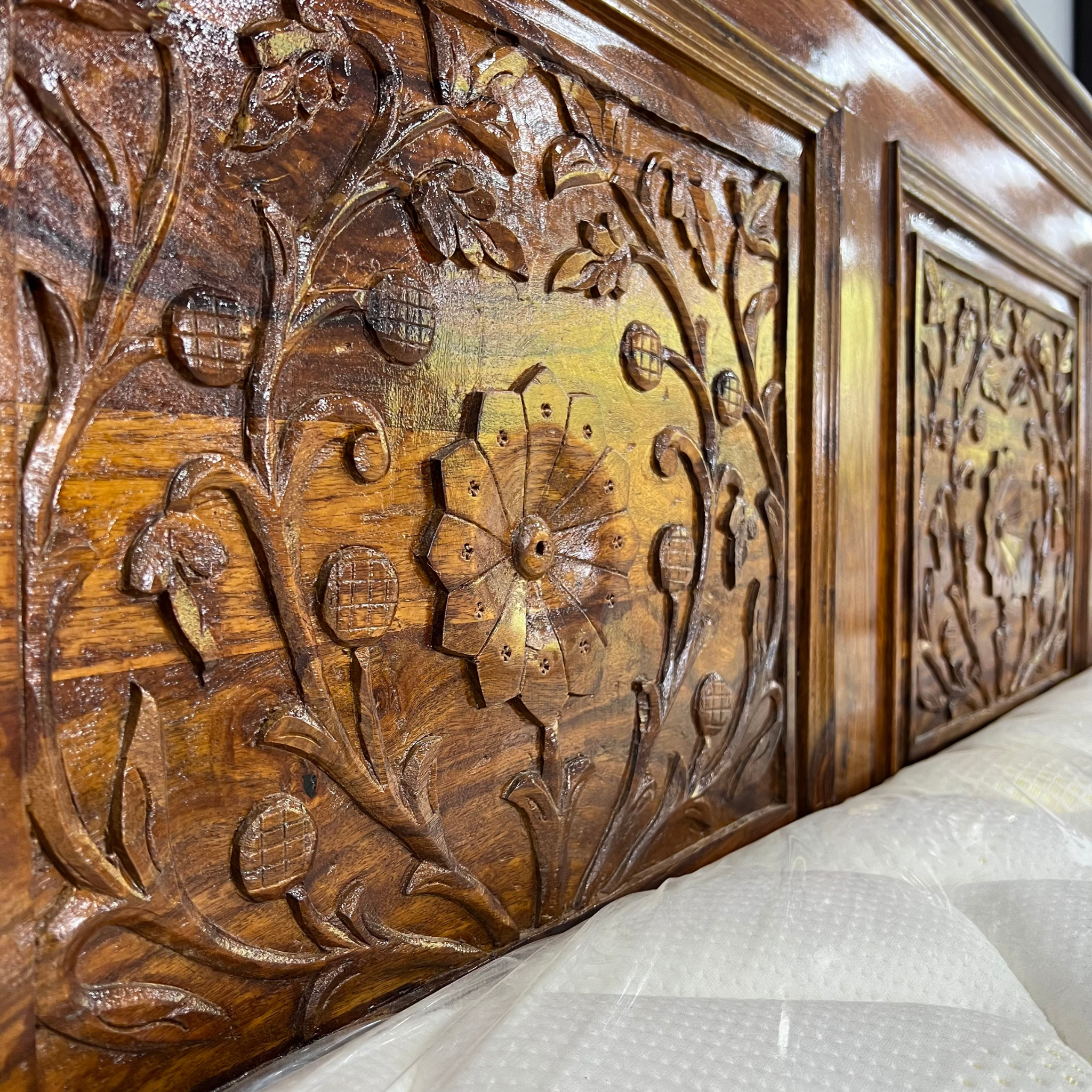 Kane Carving Sheesham Wood Bed