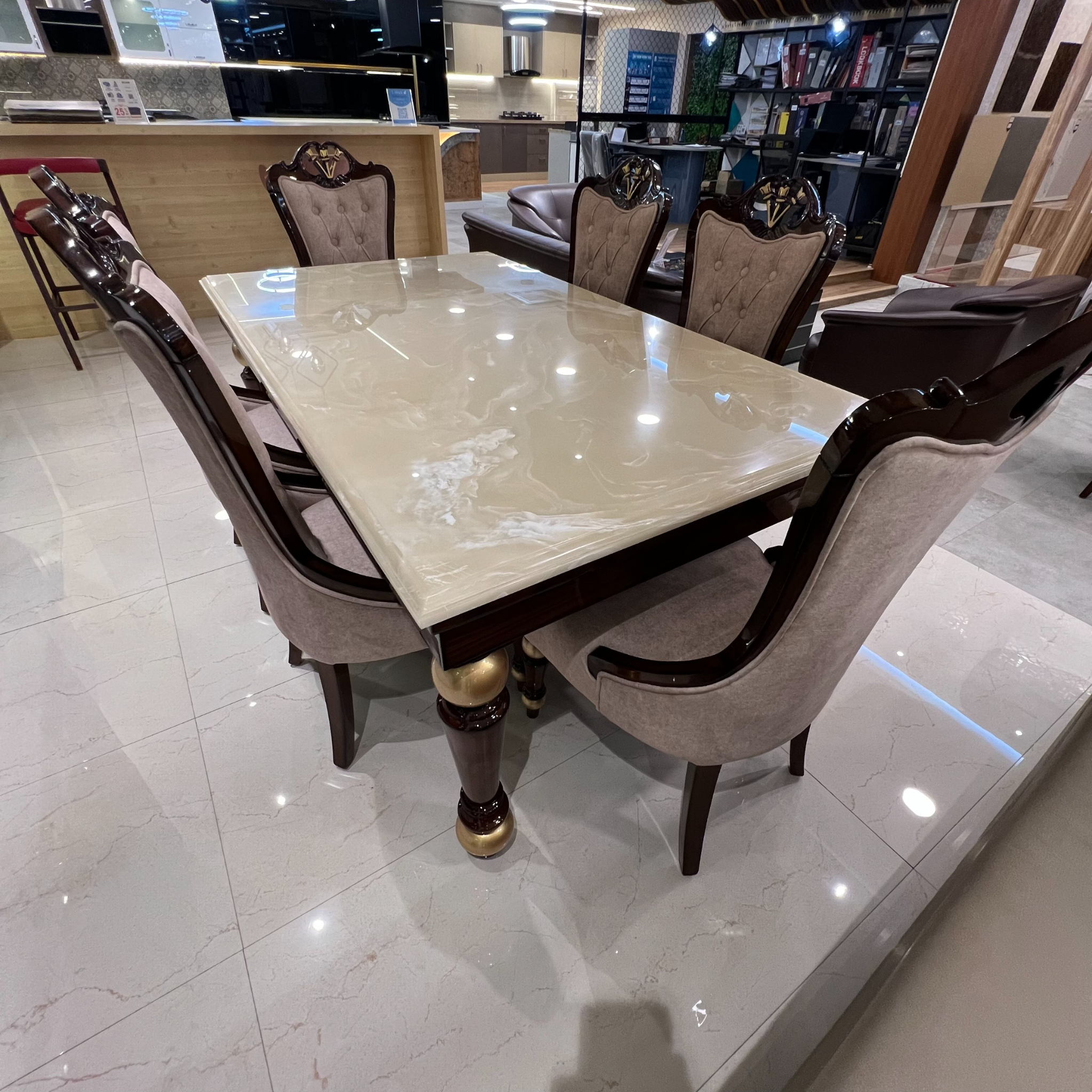 Golden Rose Dining Table with Chair