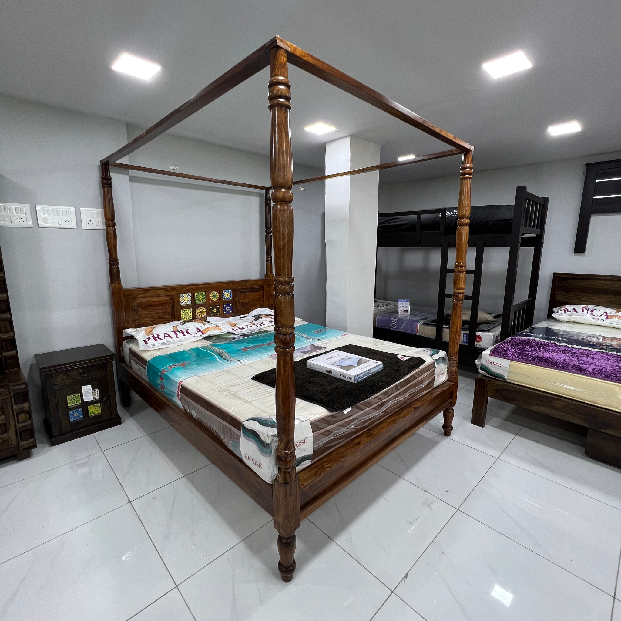 Tile Poster Sheesham Wood Bed
