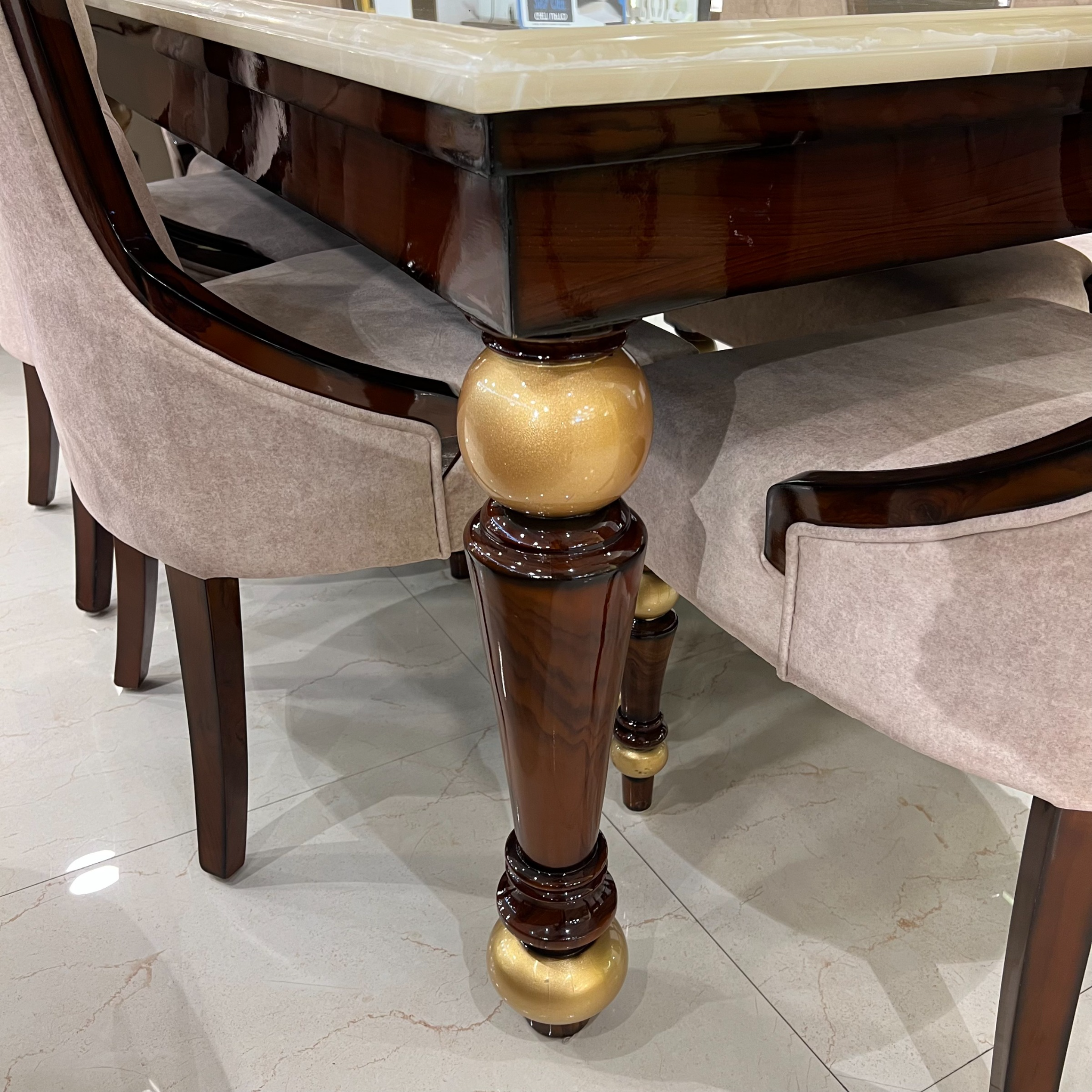 Golden Rose Dining Table with Chair