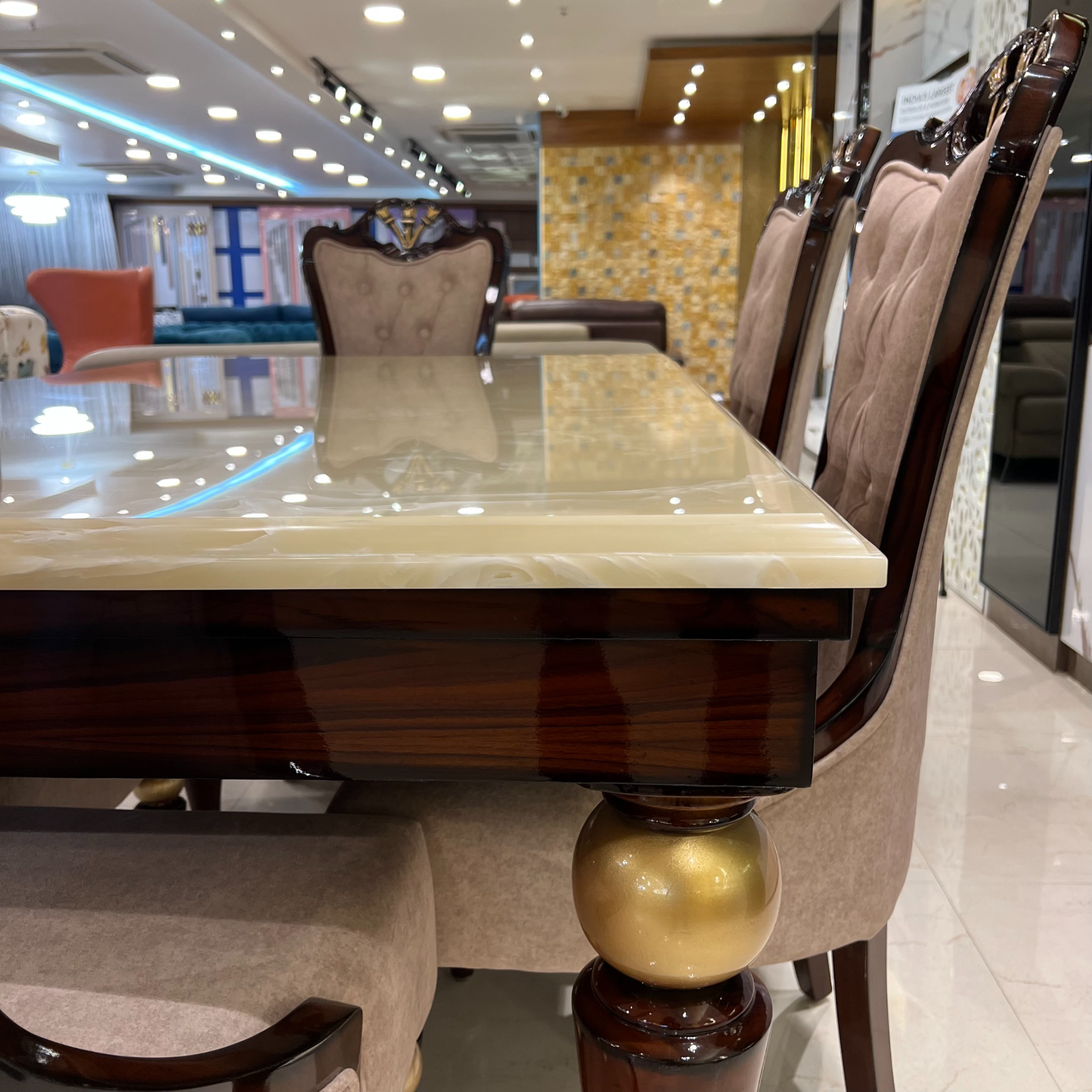 Golden Rose Dining Table with Chair