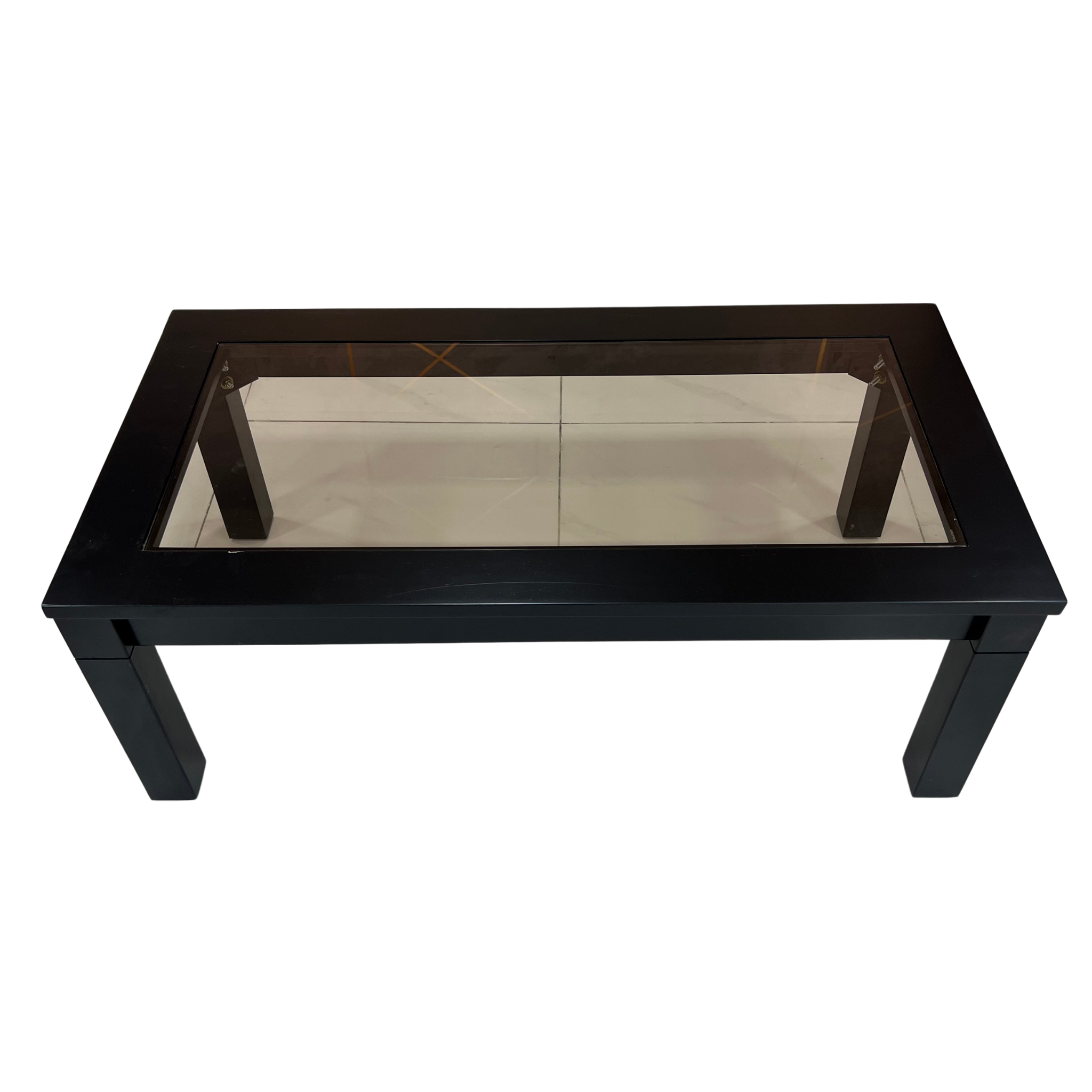 Wooden Coffee Table with Glass Top