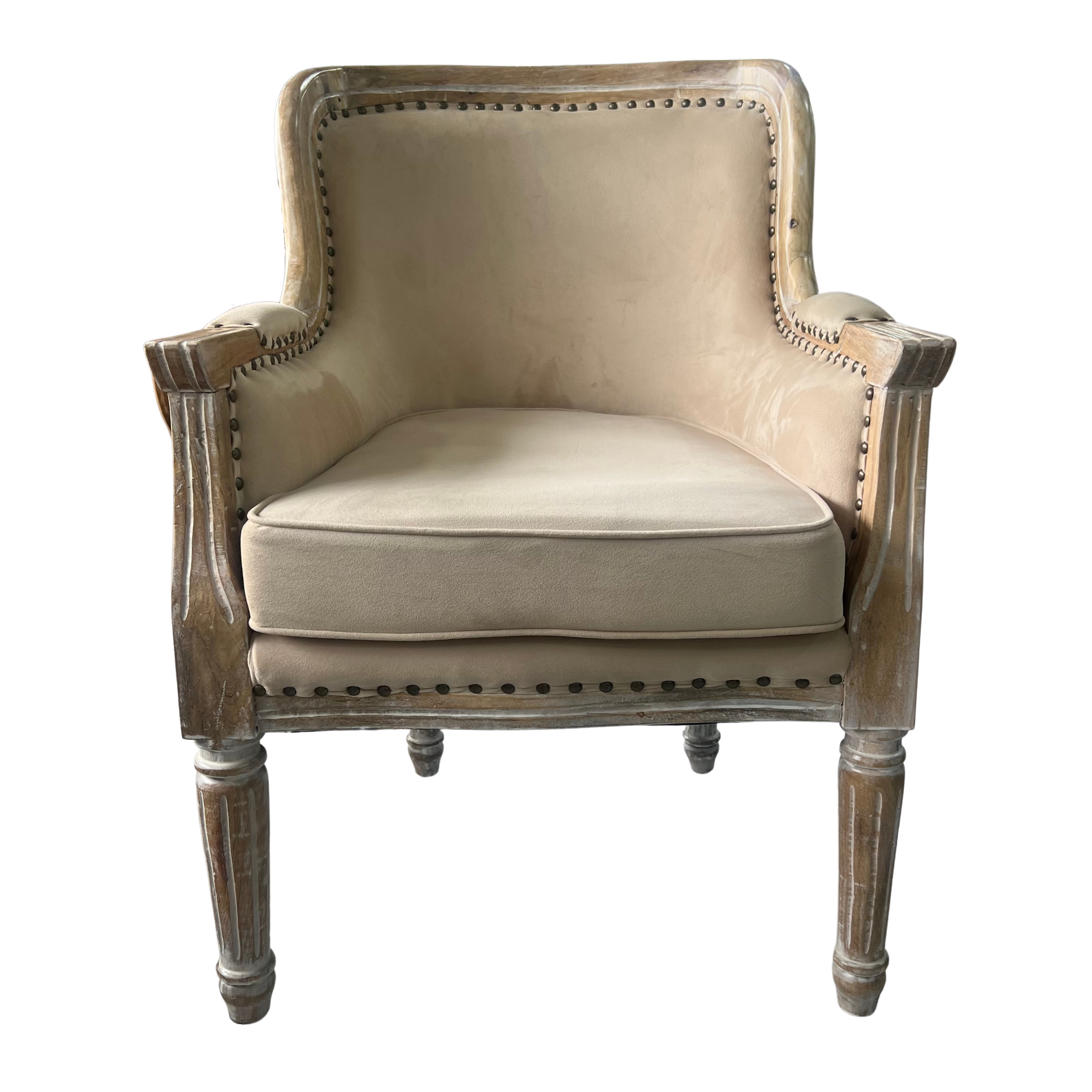 White Distressed Mango Cushion Chair