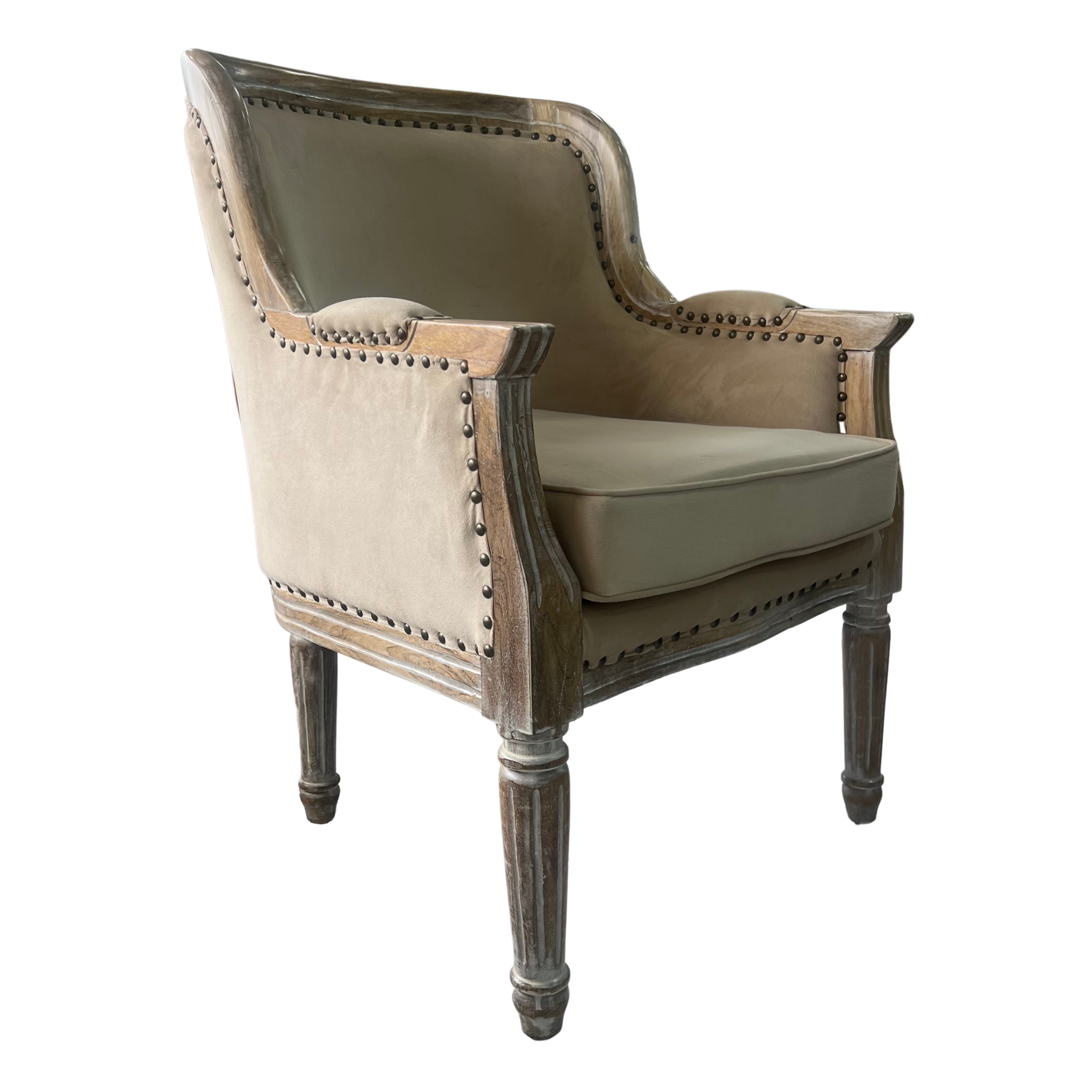 White Distressed Mango Cushion Chair