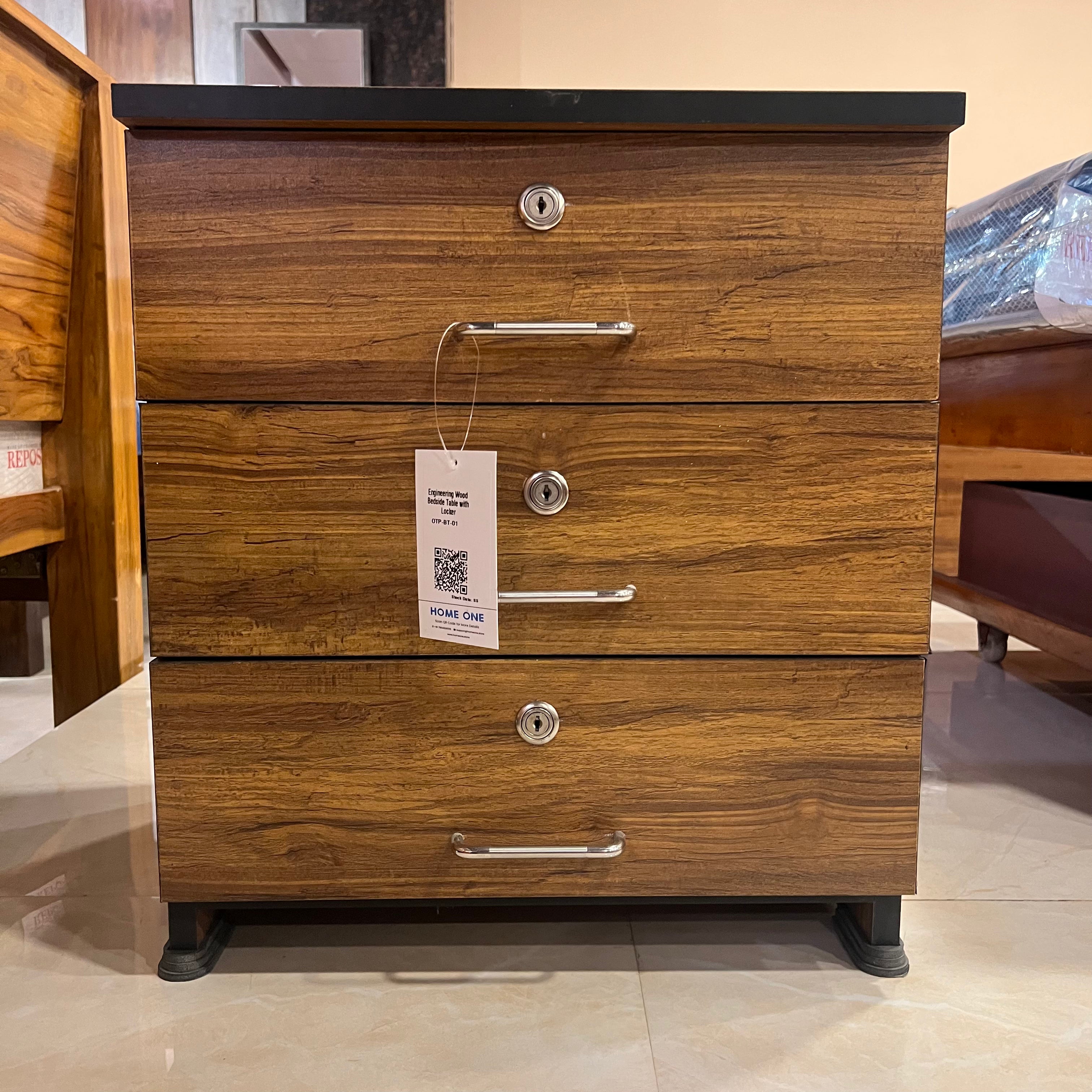 Engineering Wood Bedside Table with Locker