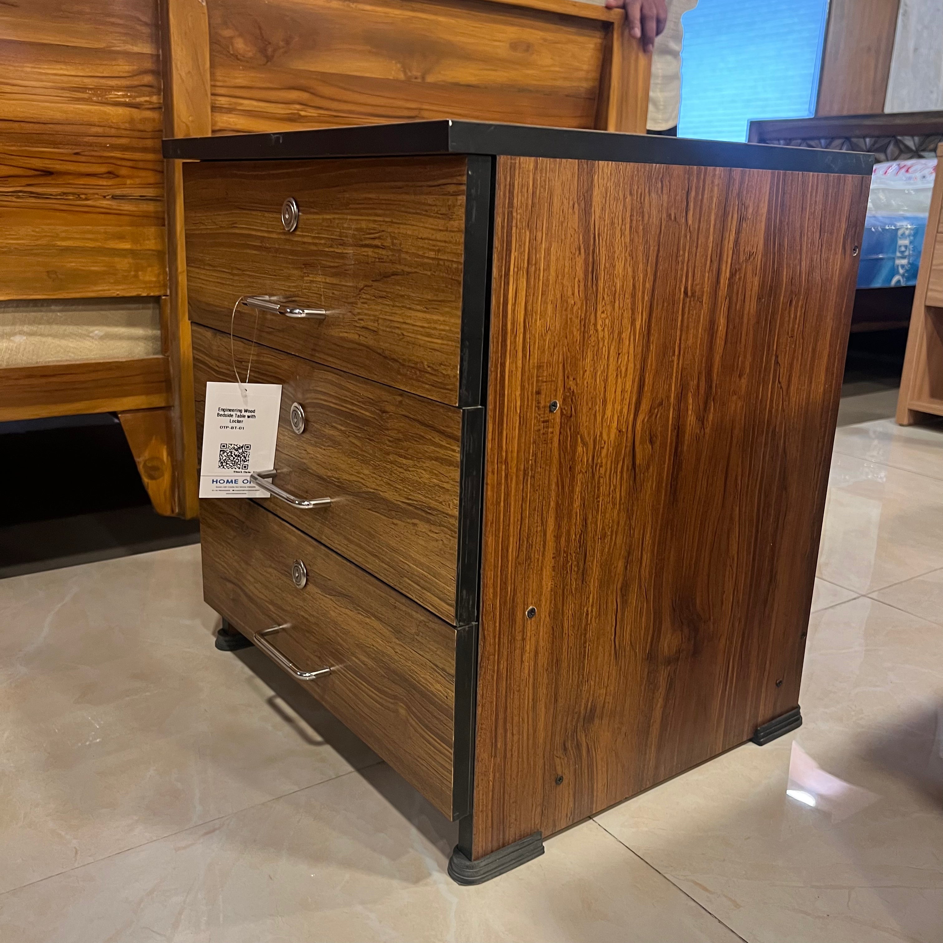 Engineering Wood Bedside Table with Locker