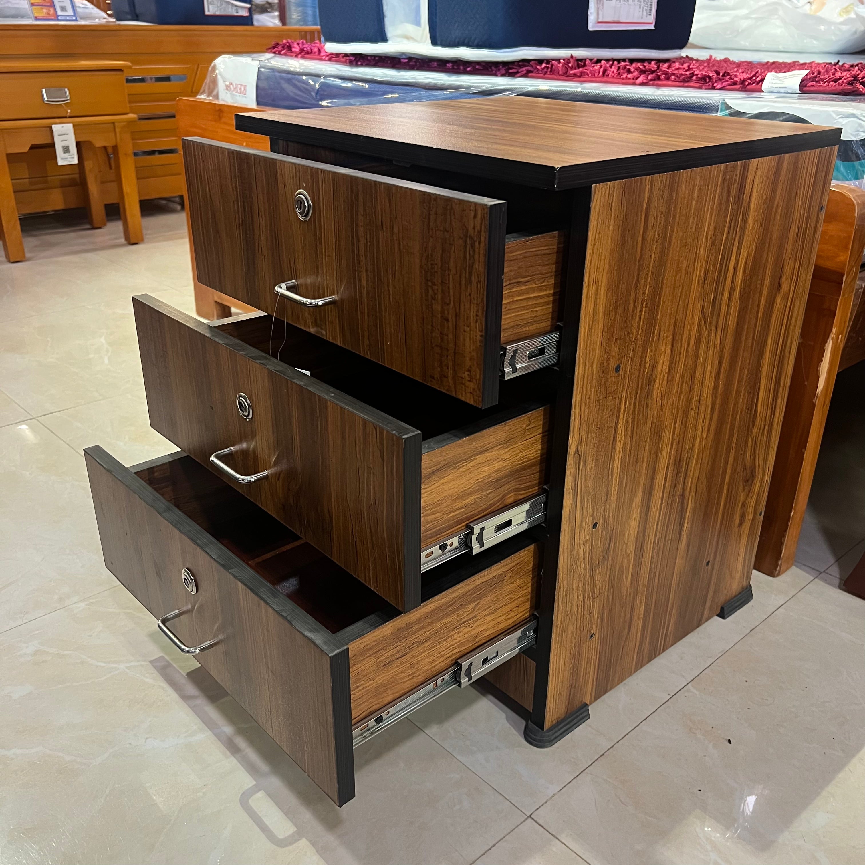 Engineering Wood Bedside Table with Locker