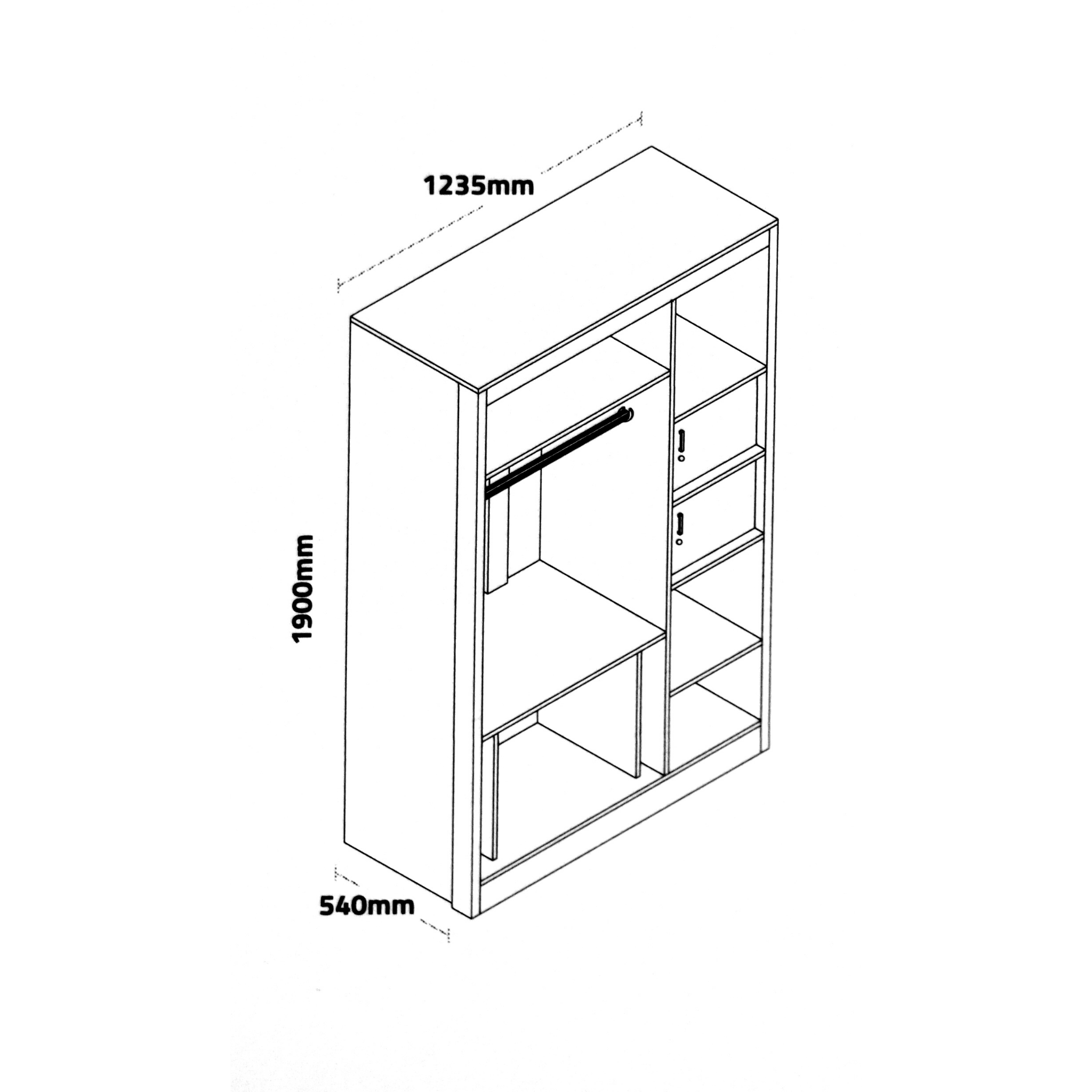 Lucien Three Door Wardrobe with Two Inner Door