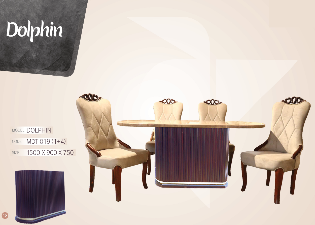 Dolphin Marble Dining Table - Oval