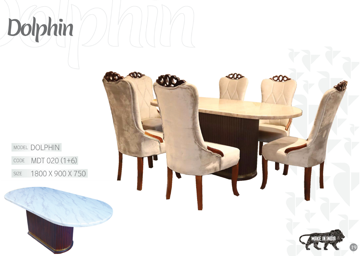 Dolphin Marble Dining Table - Oval