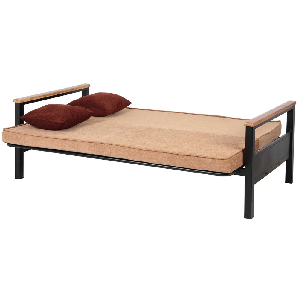 Metal Futon Bed with Wood Handle