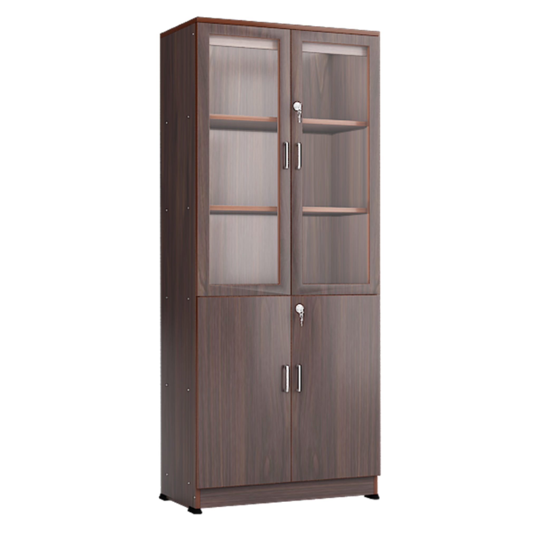 Two Door Book Shelf with Two Tier and Storage