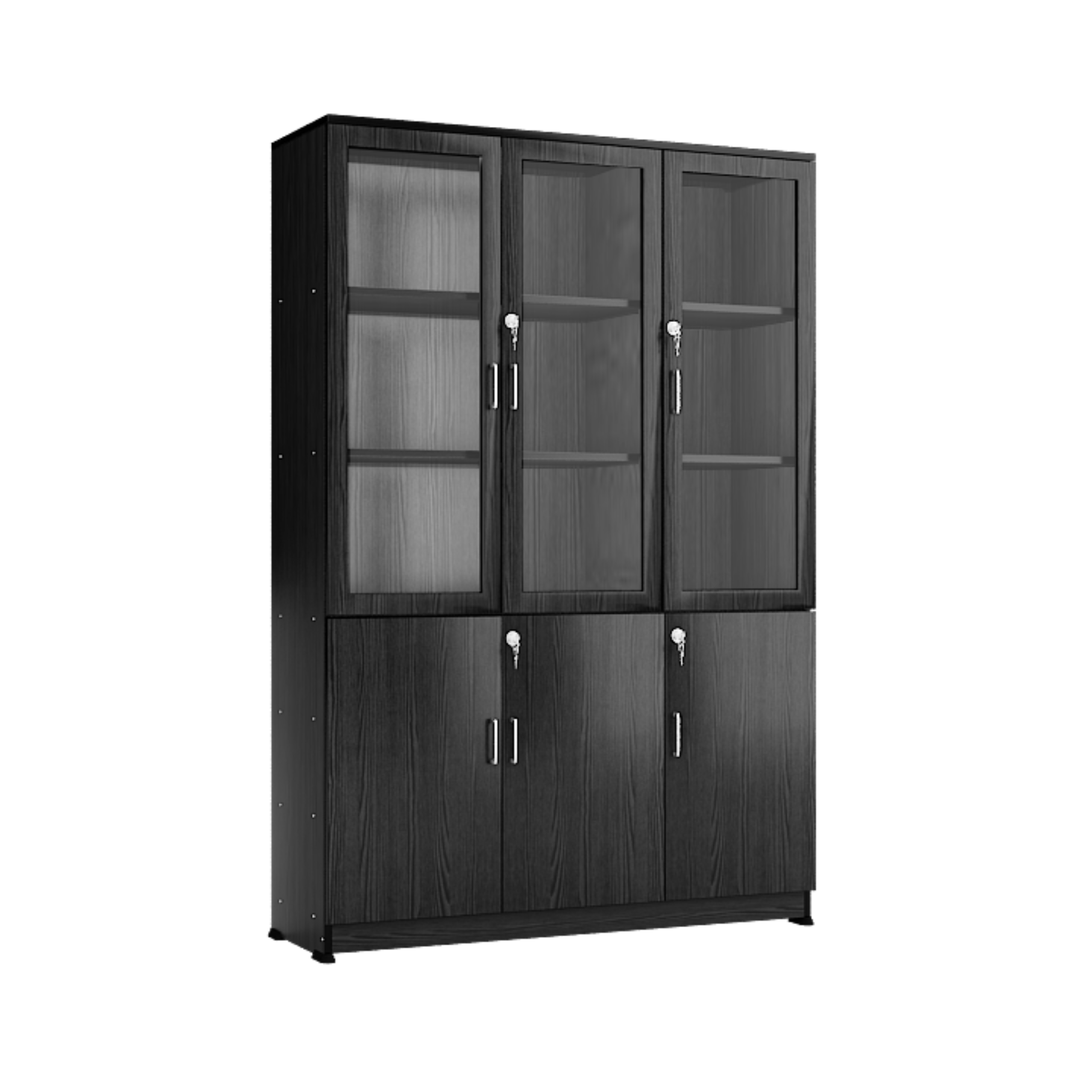 Three Door Book Shelf with Three Storage