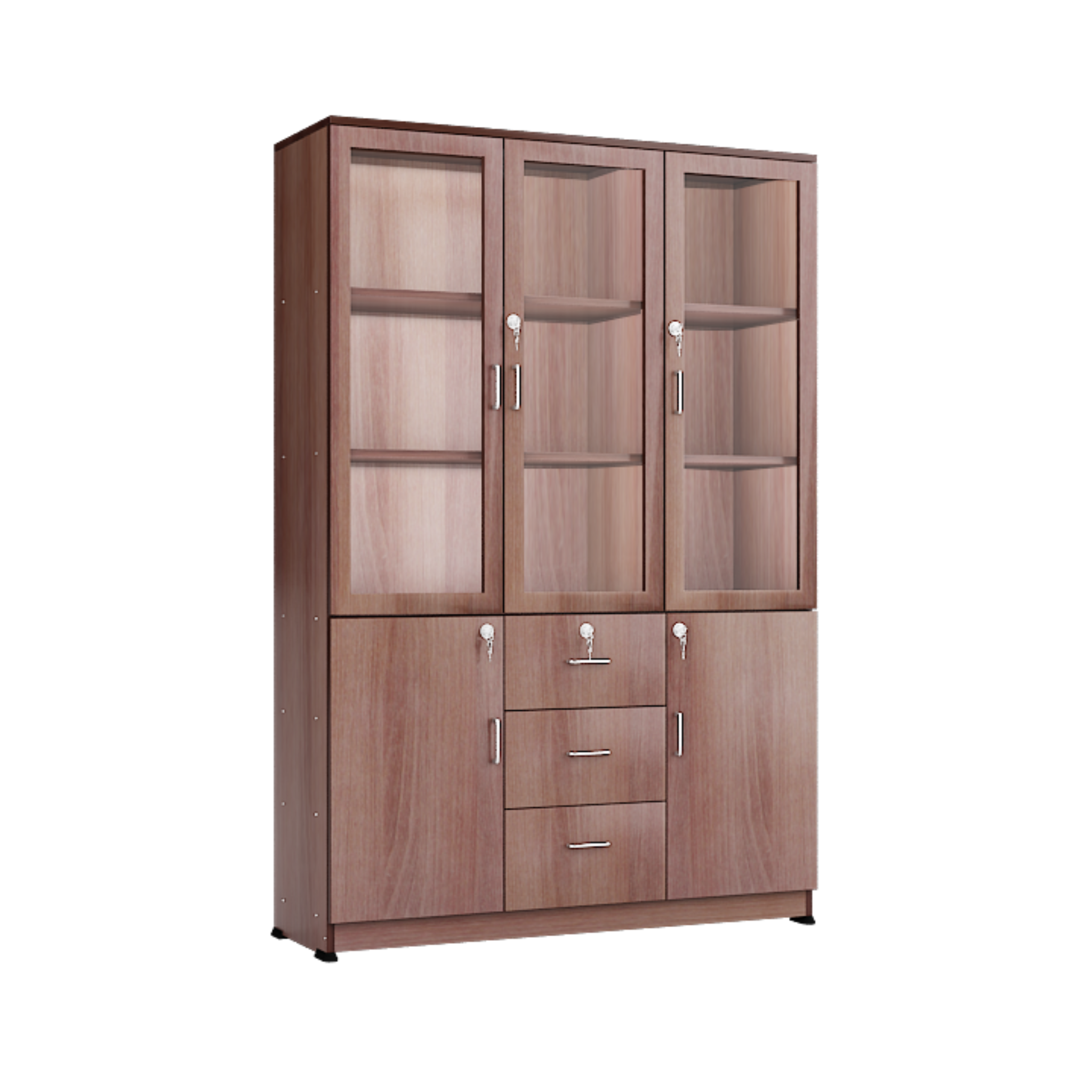 Three Door Shelf with Three Drawer and Storage