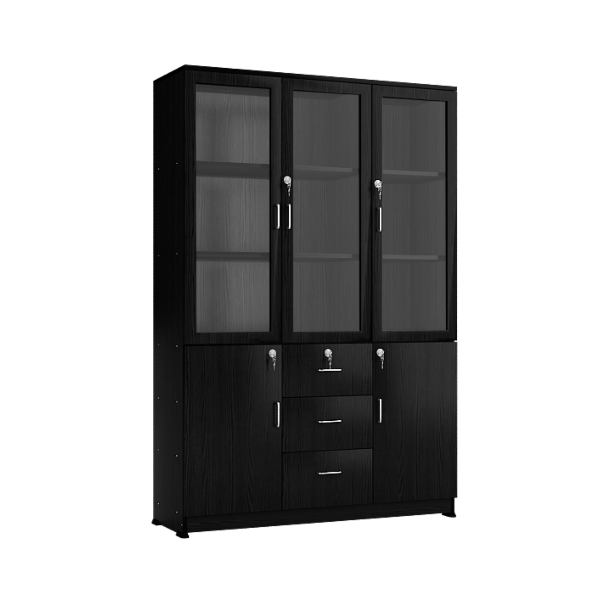 Three Door Shelf with Three Drawer and Storage