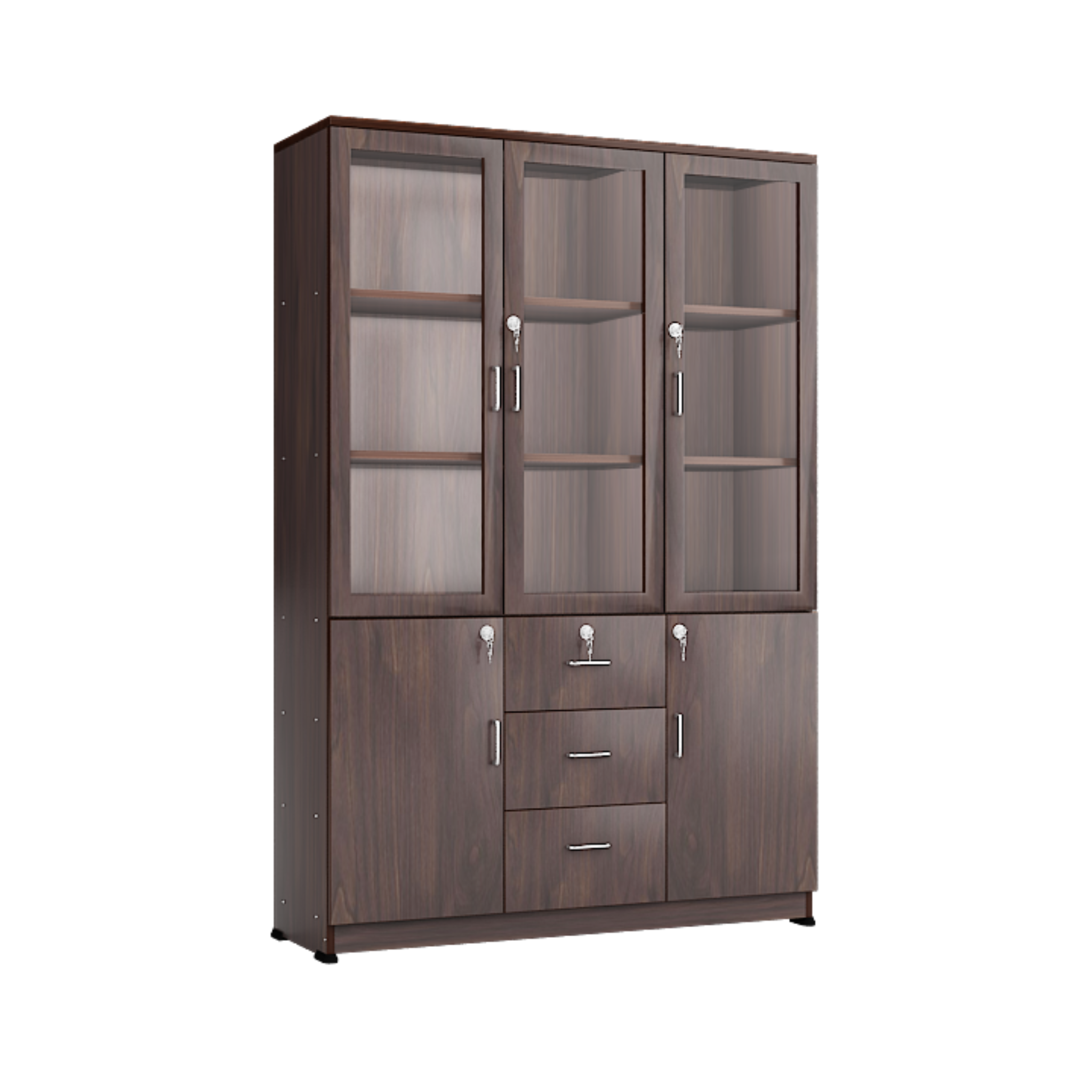 Three Door Shelf with Three Drawer and Storage