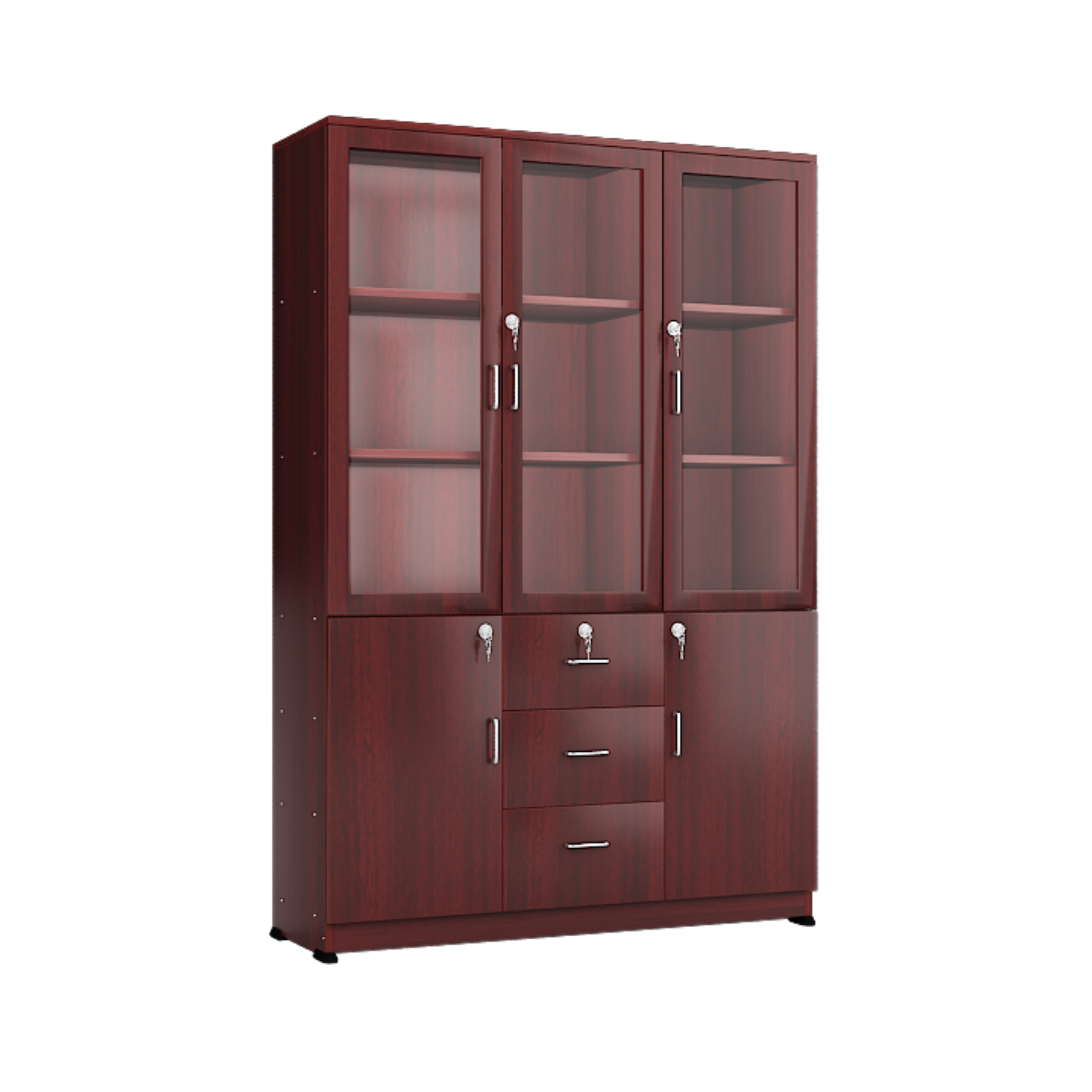 Three Door Shelf with Three Drawer and Storage