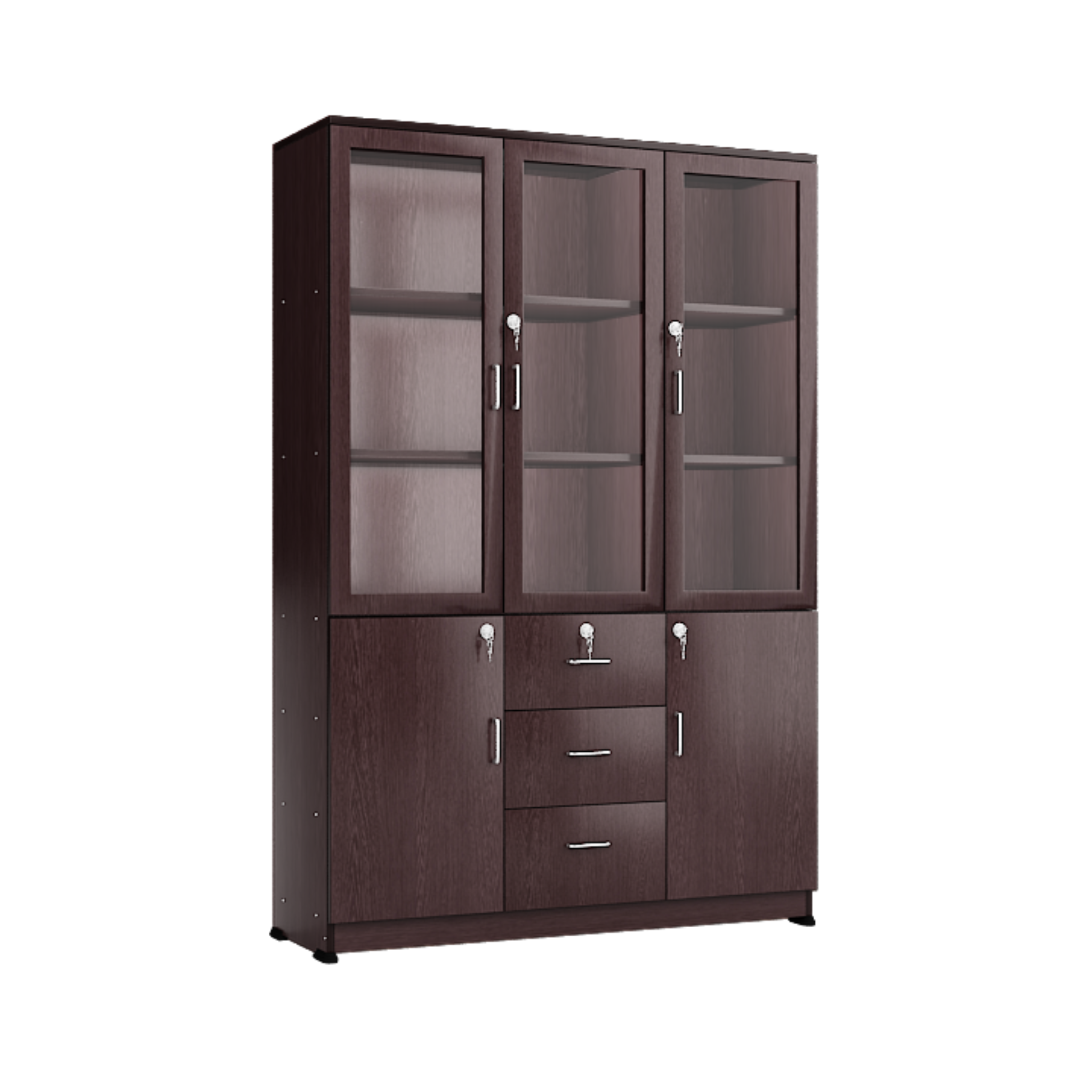 Three Door Shelf with Three Drawer and Storage