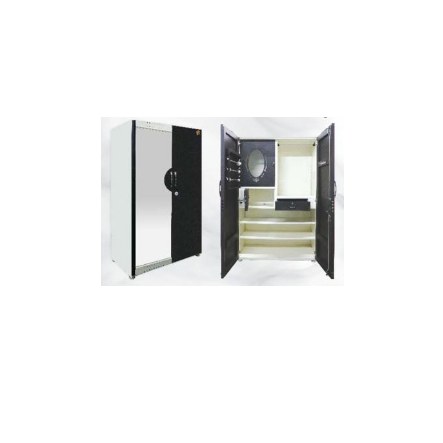 42"Deco Kiwari Metal Two Door Wardrobe with Inner Drawer Storage