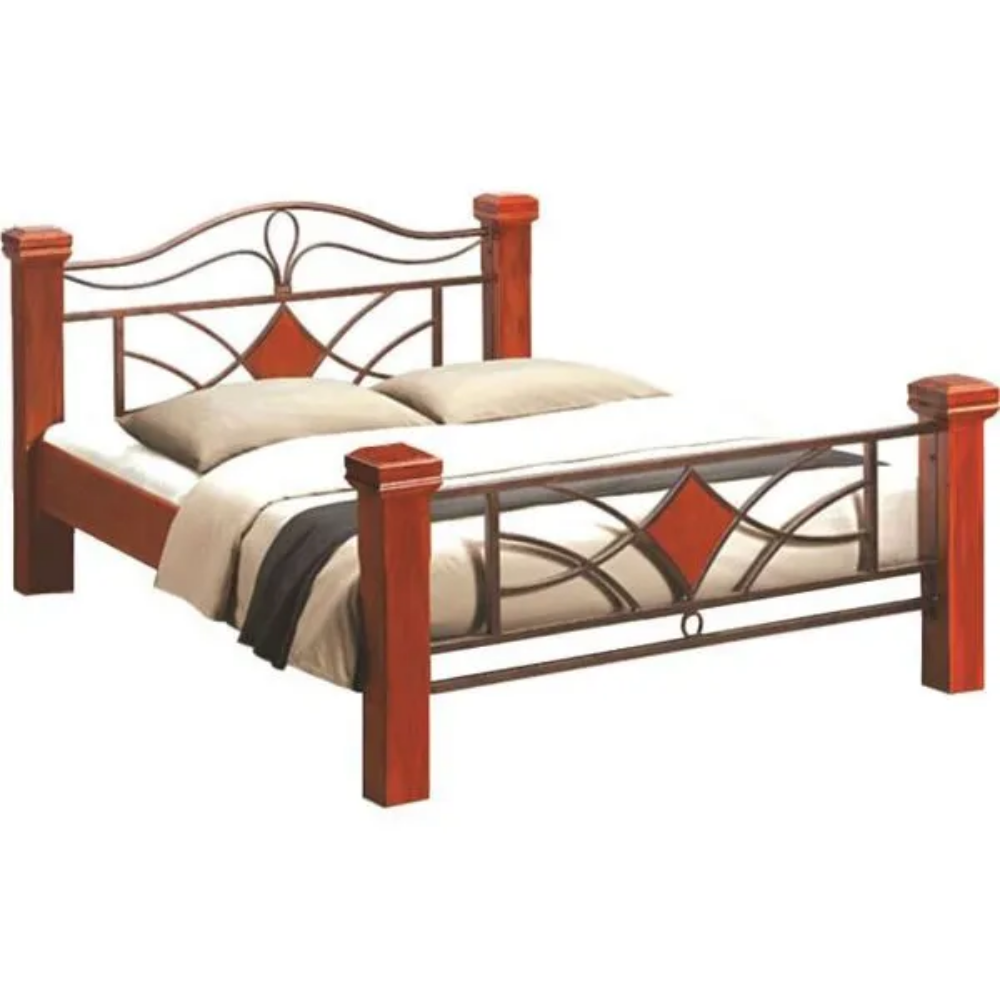 Wooden Leg Double Cot 75"x60" - JF-5500