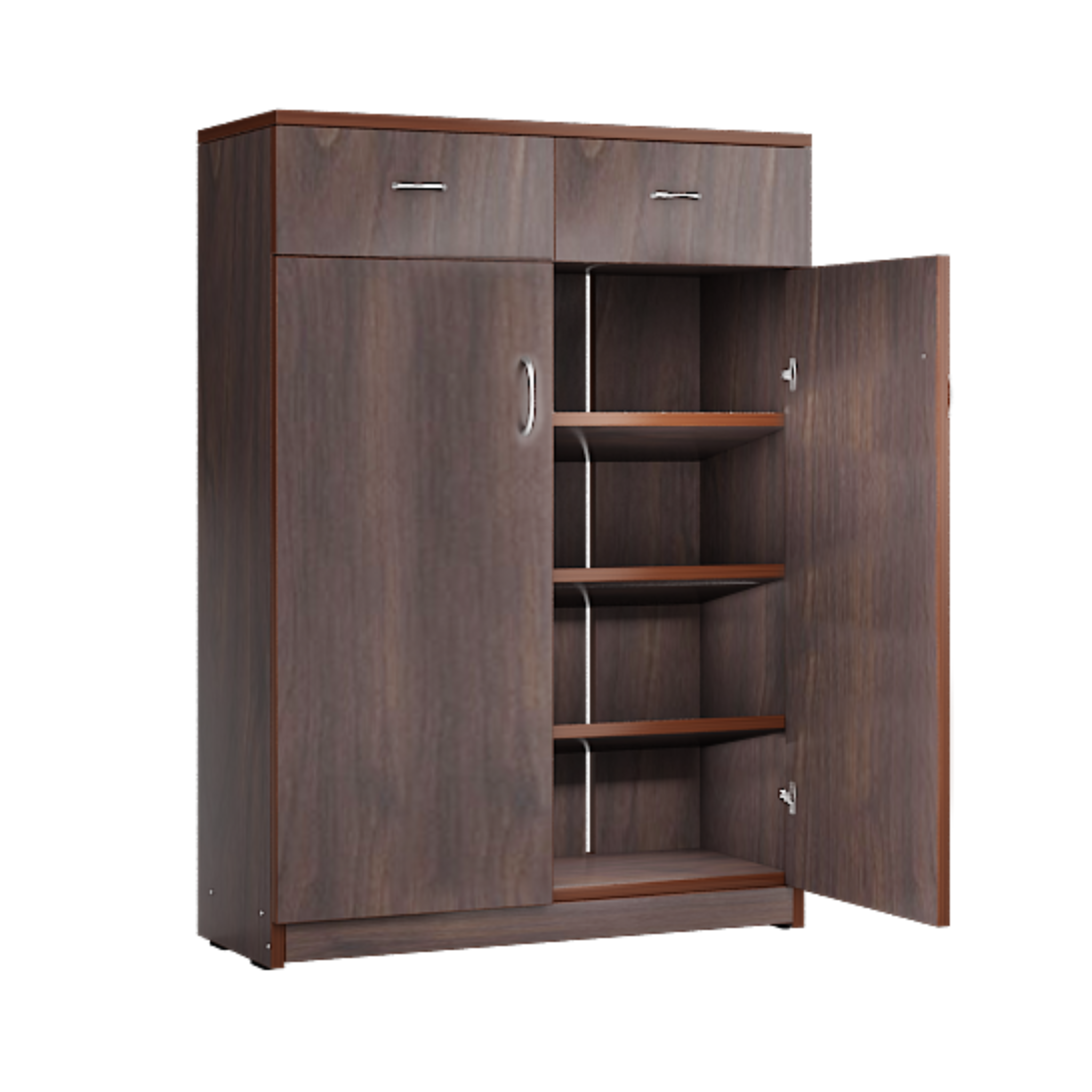 Two Door Cabinet Shoe Rack with Dual Drawer Storage