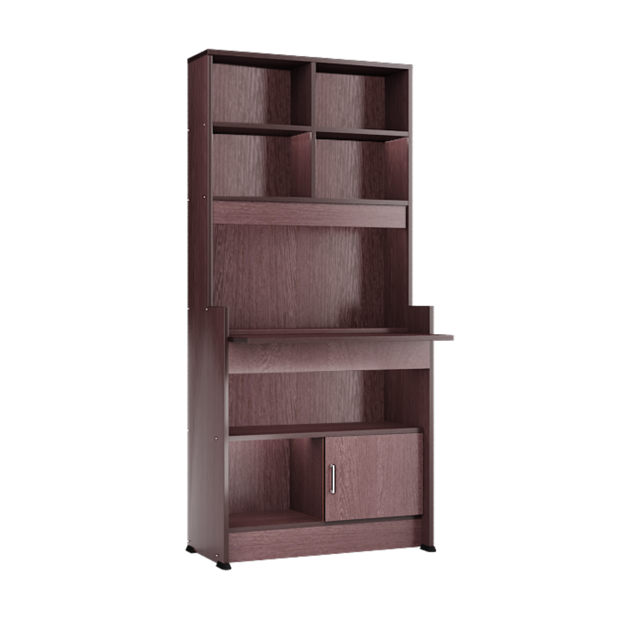 Log Study Table with One Cabinet and Open Shelves