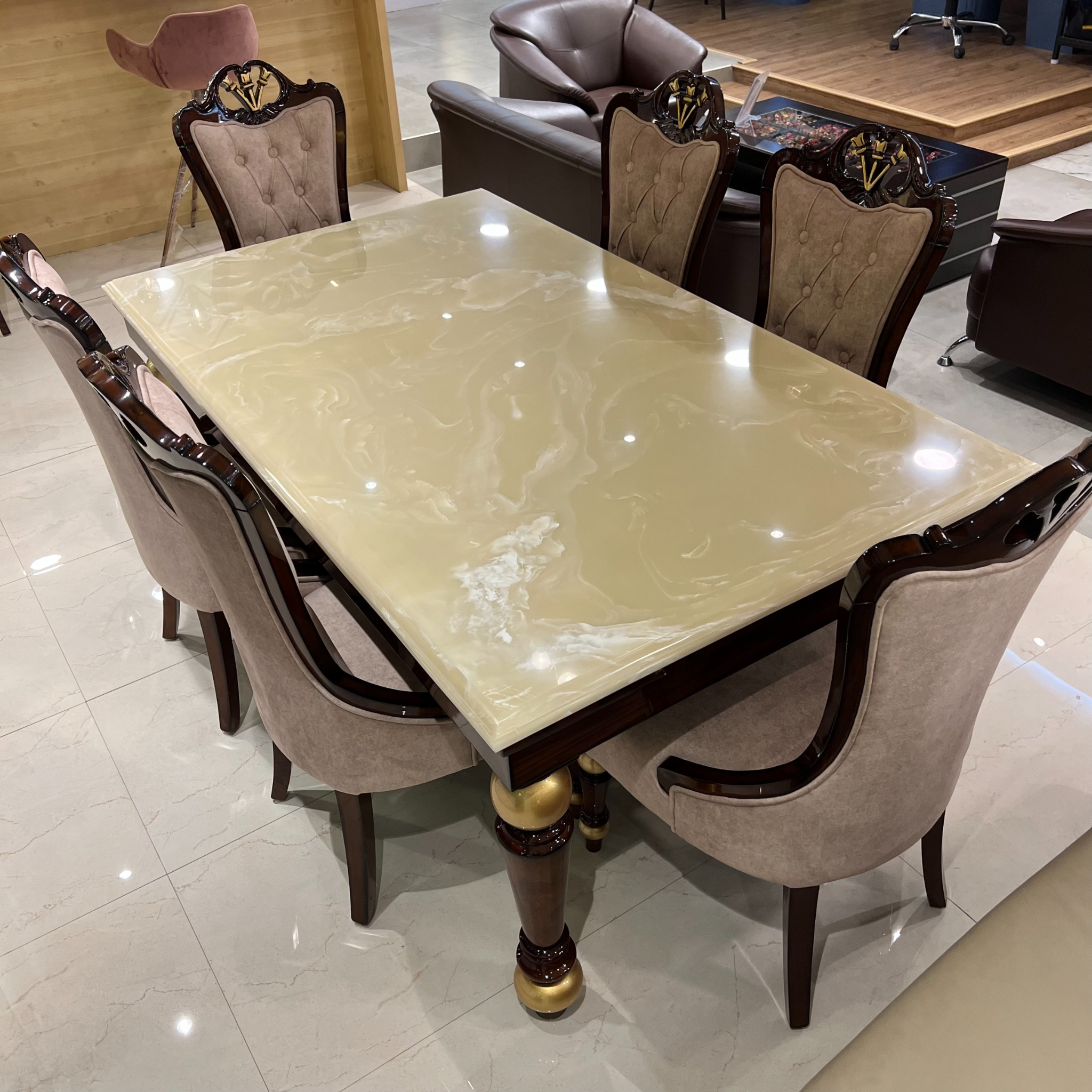 Golden Rose Dining Table with Chair
