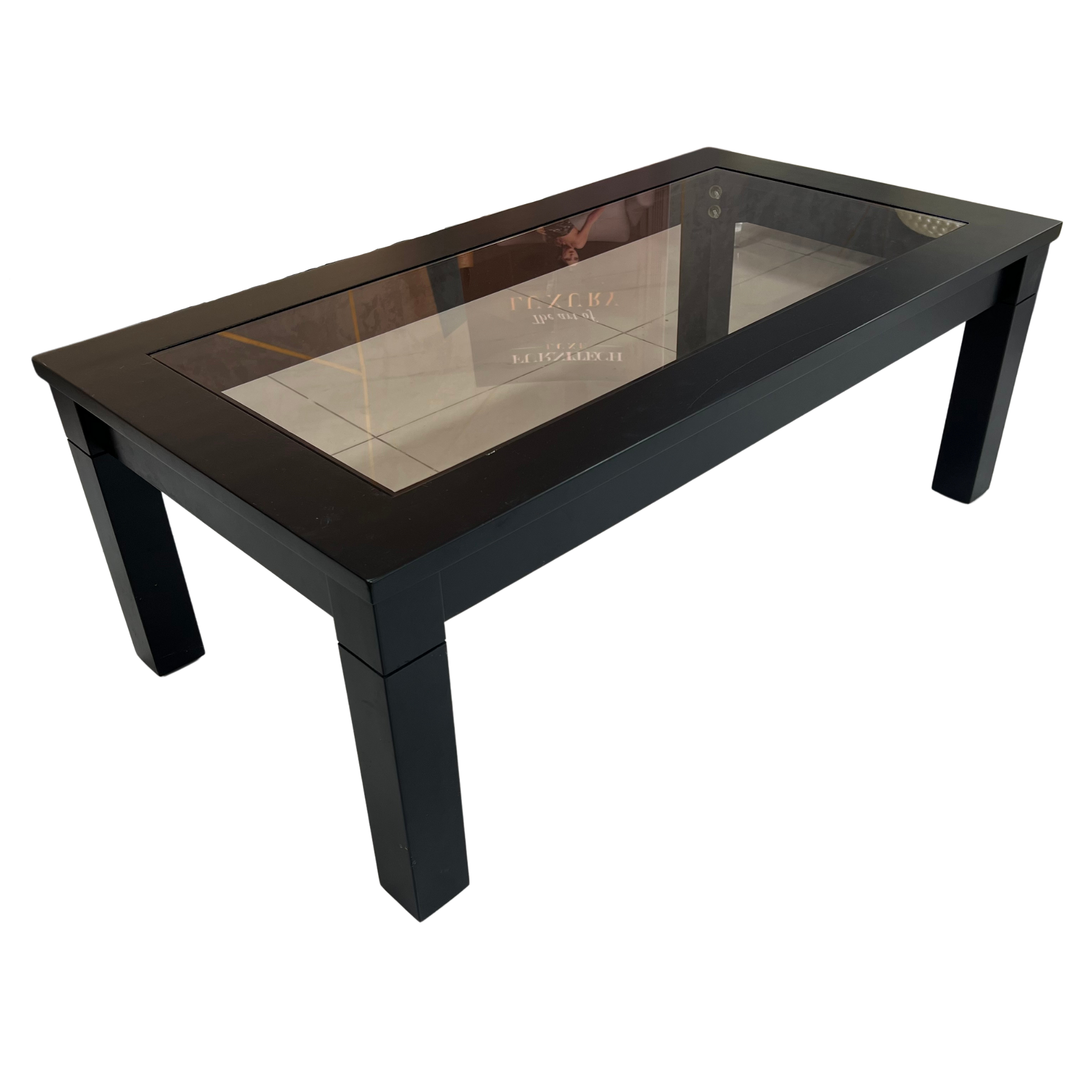 Wooden Coffee Table with Glass Top