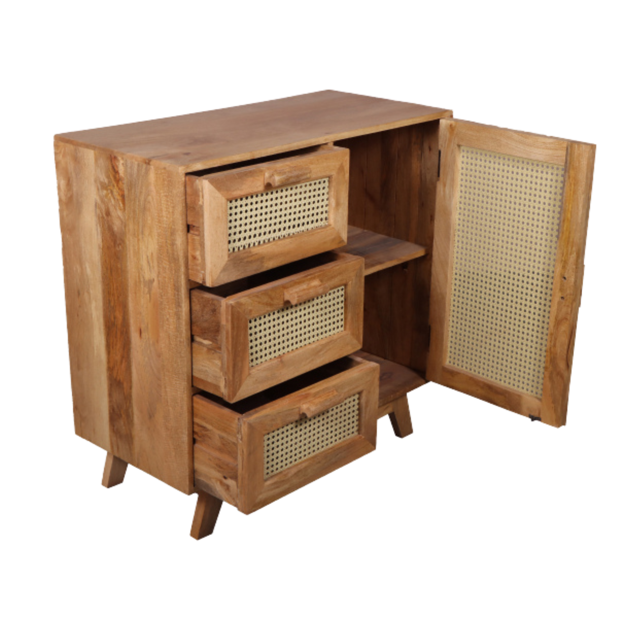 Pearl Rattan Shoe Rack with Three Drawers