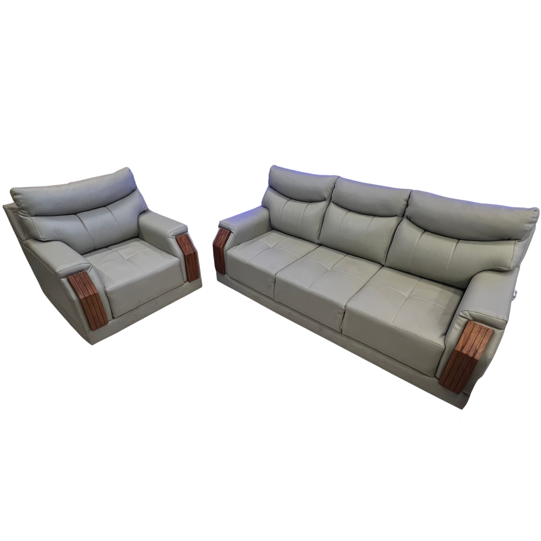 Wooden Handle Padded  Sofa Set