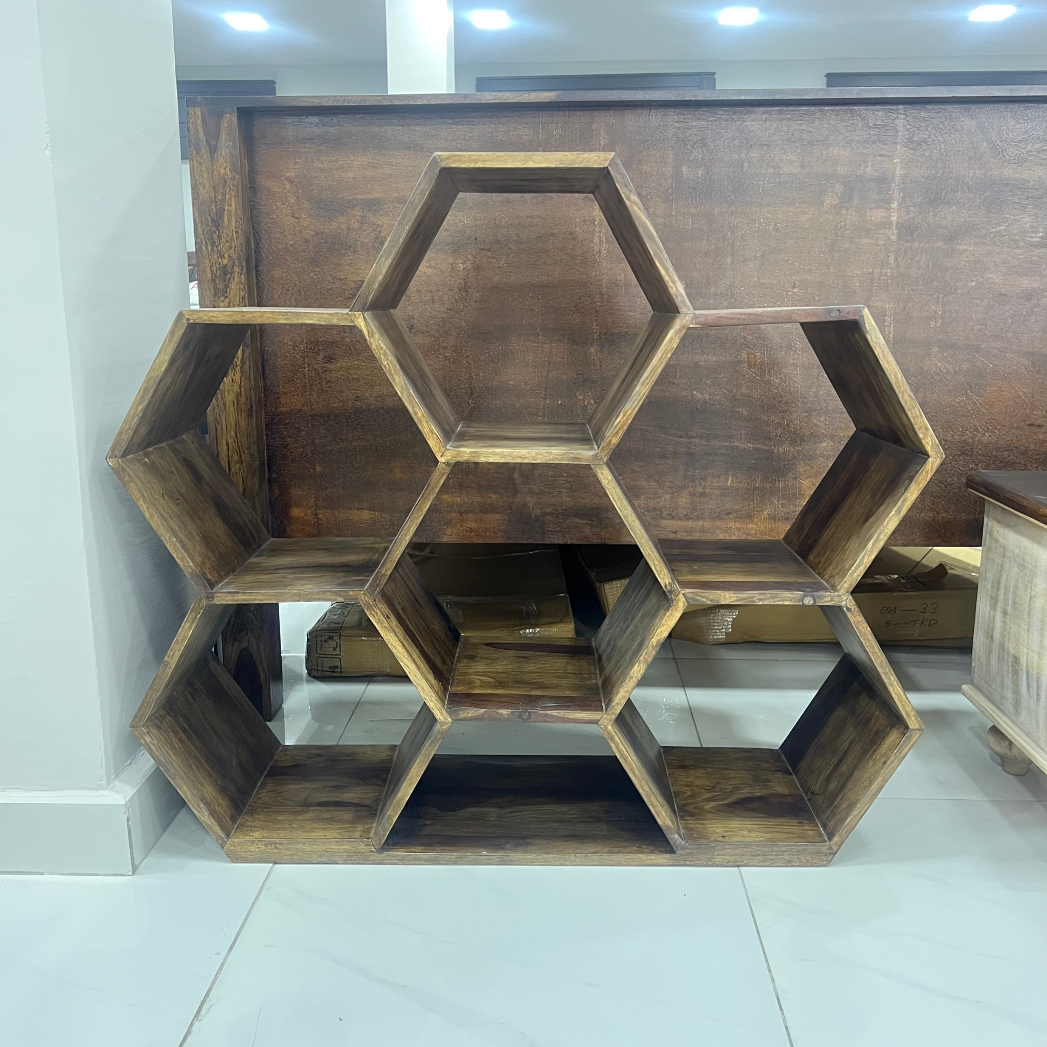 Hexagon Six Shelf Book Rack