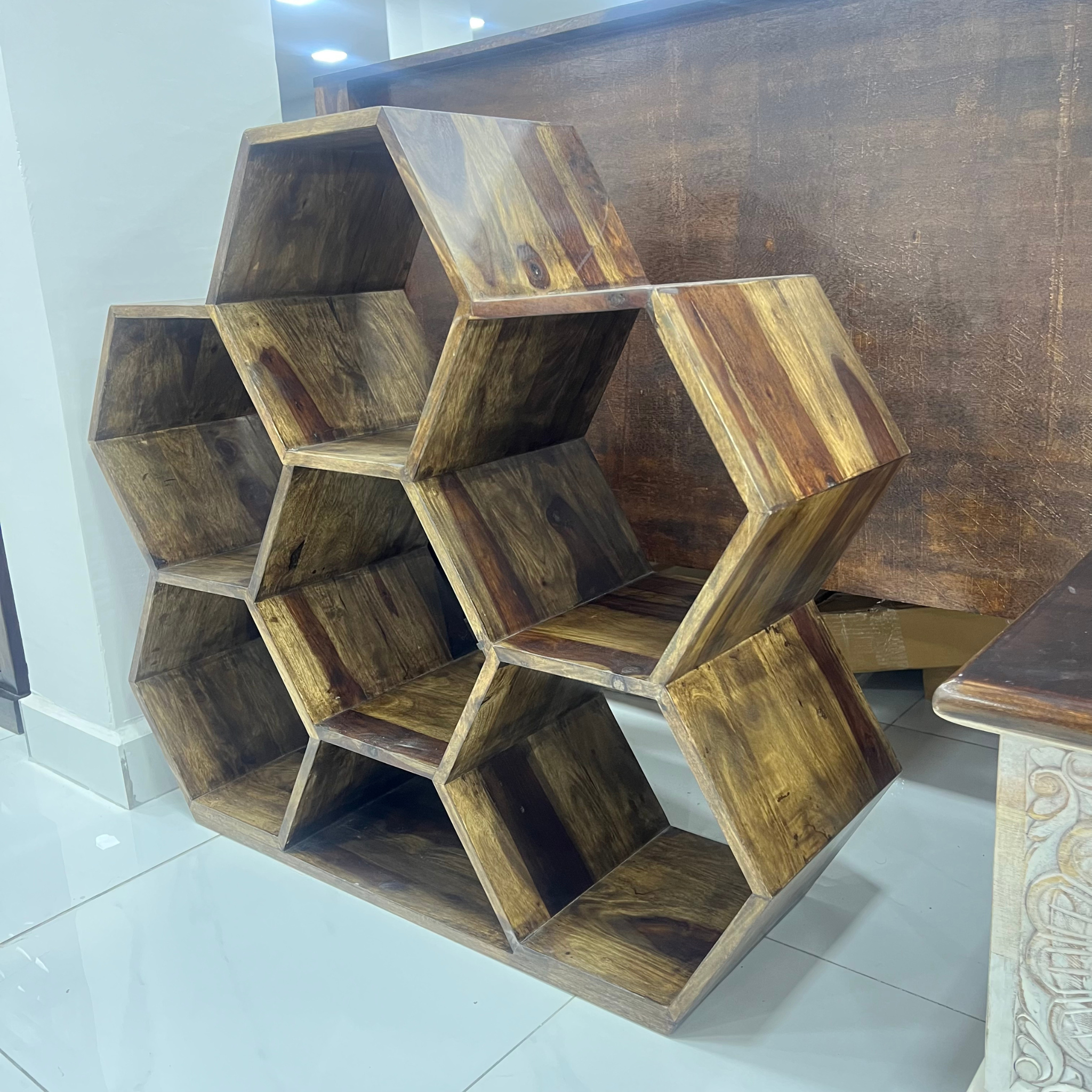 Hexagon Six Shelf Book Rack