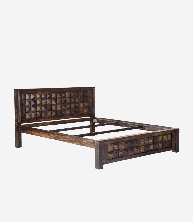 42" Headboard Diamond Sheesham Wood Bed