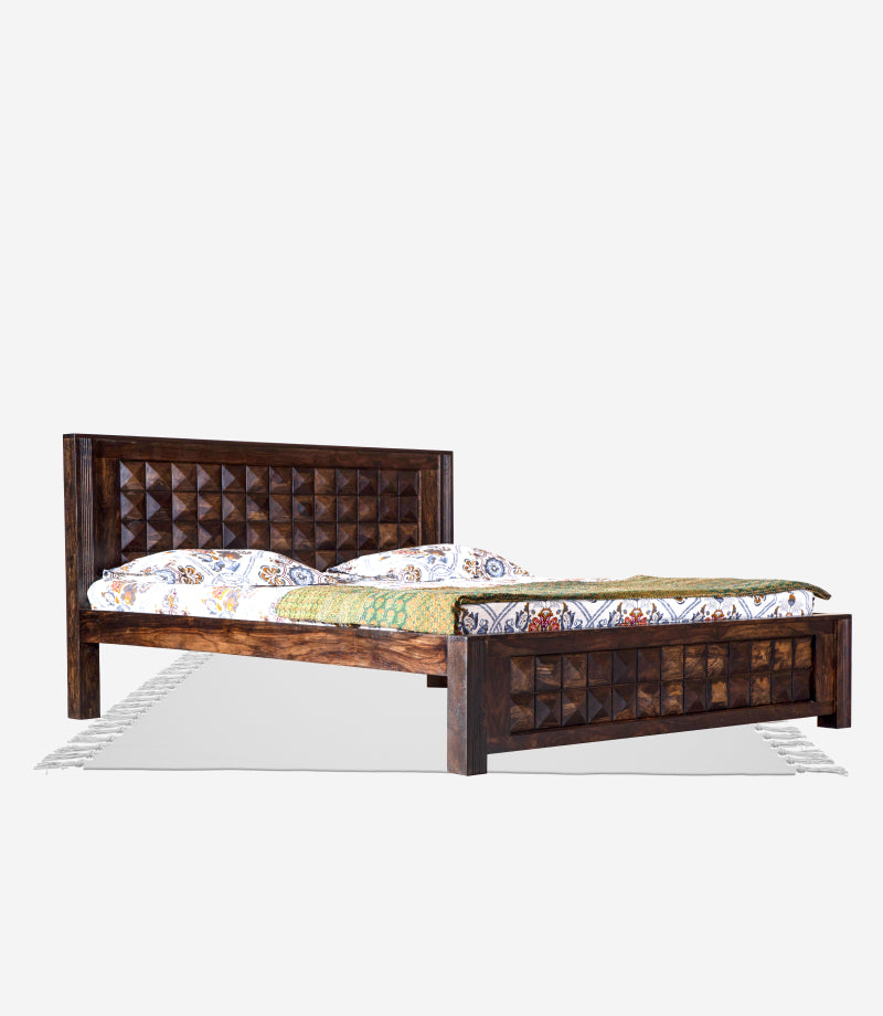 42" Headboard Diamond Sheesham Wood Bed