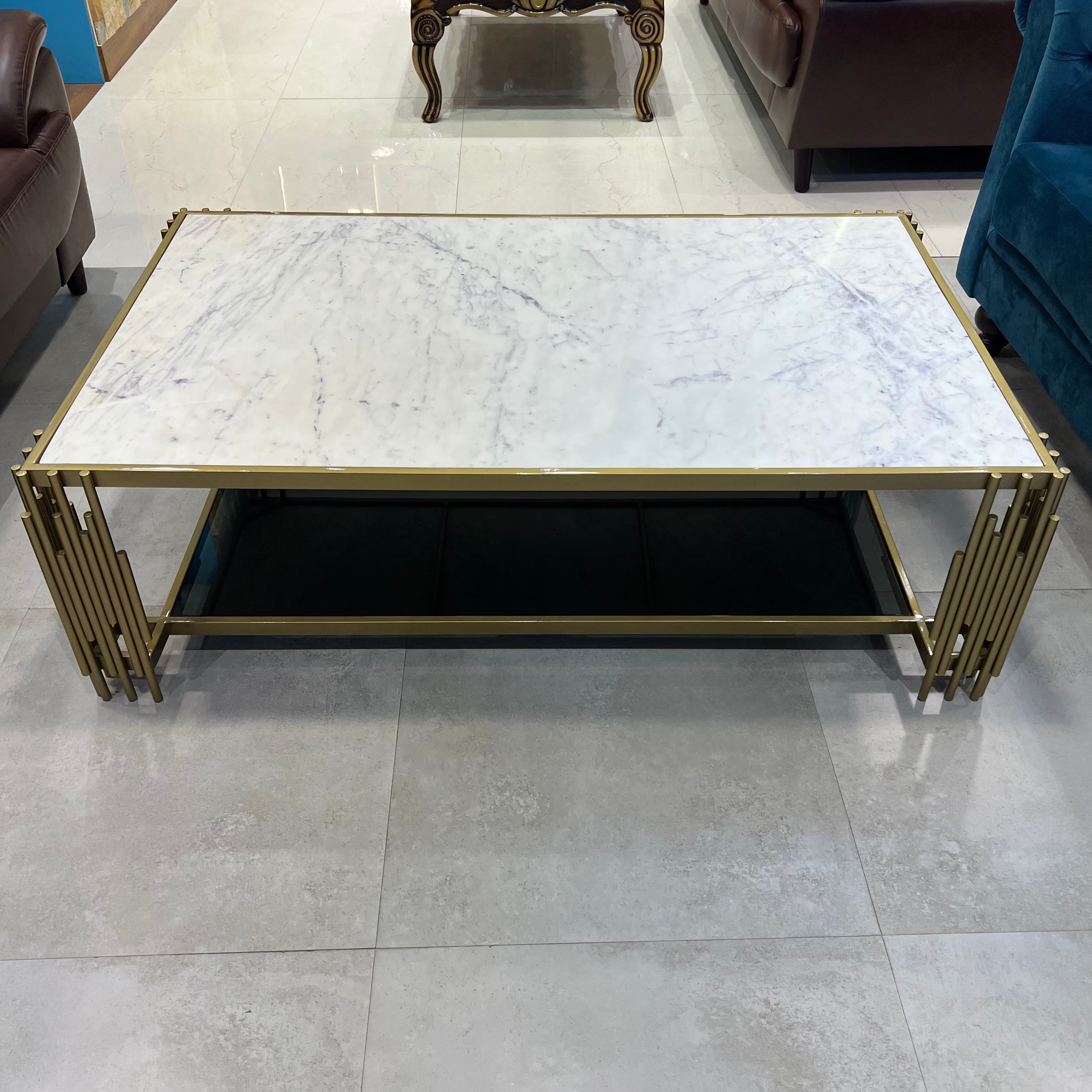 Solitaire Metal Marable Top Center Table