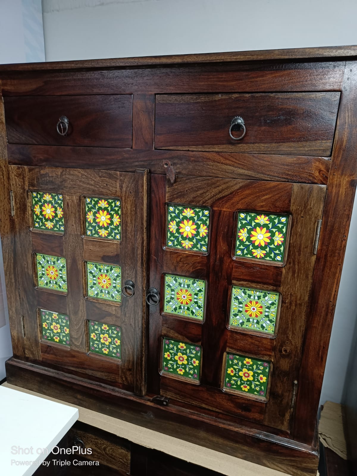 Tile Shoe Rack with Two Drawers