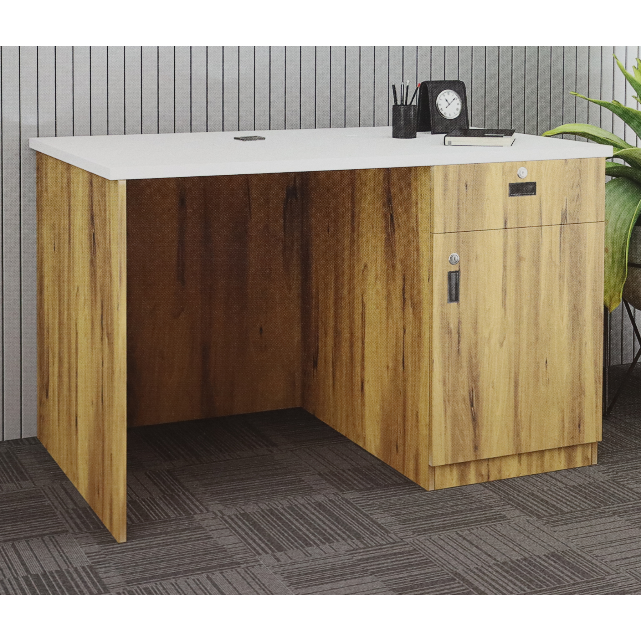 Office Table with One Cabinet and One Drawer
