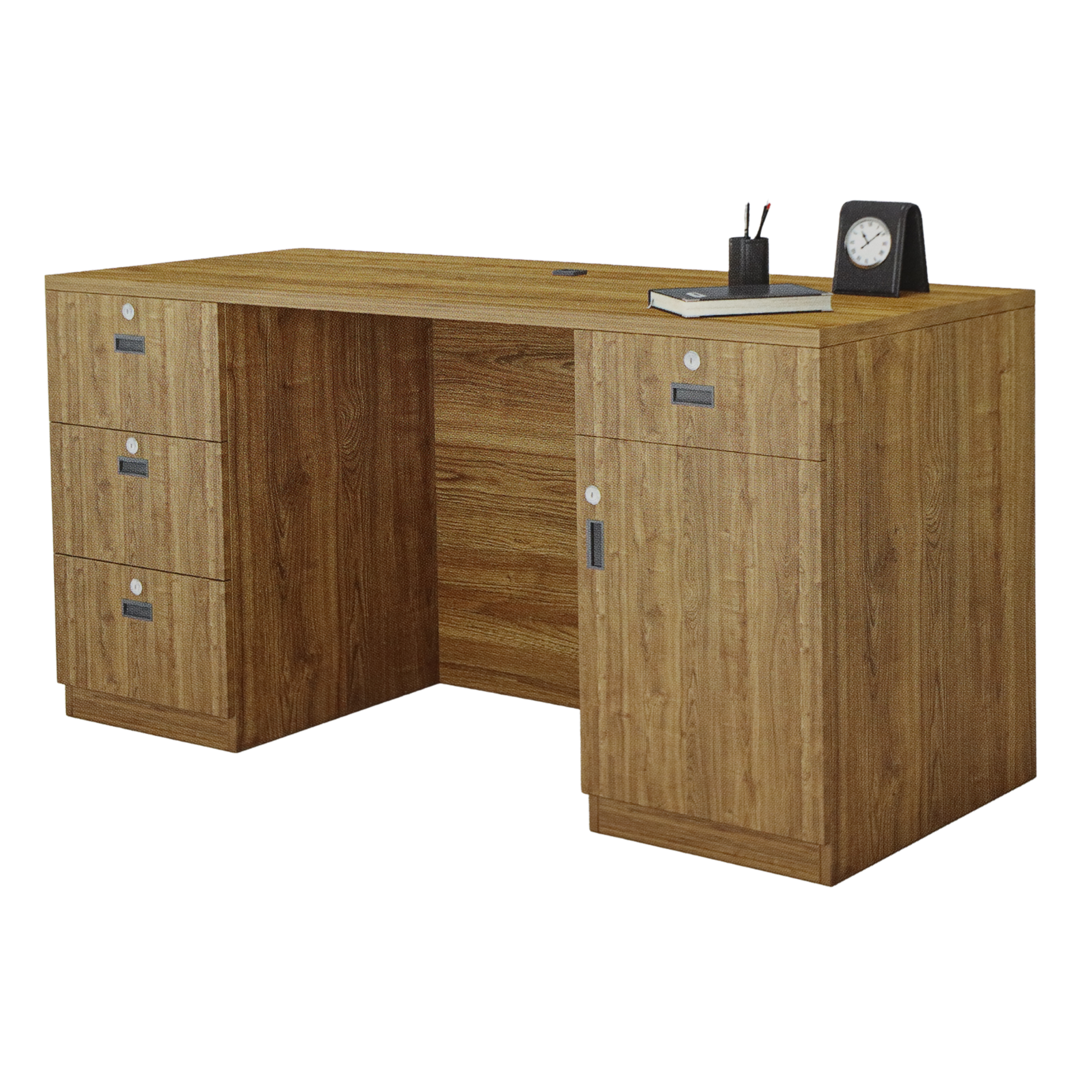 Office Table with Four Drawer and One Cabinet Storage