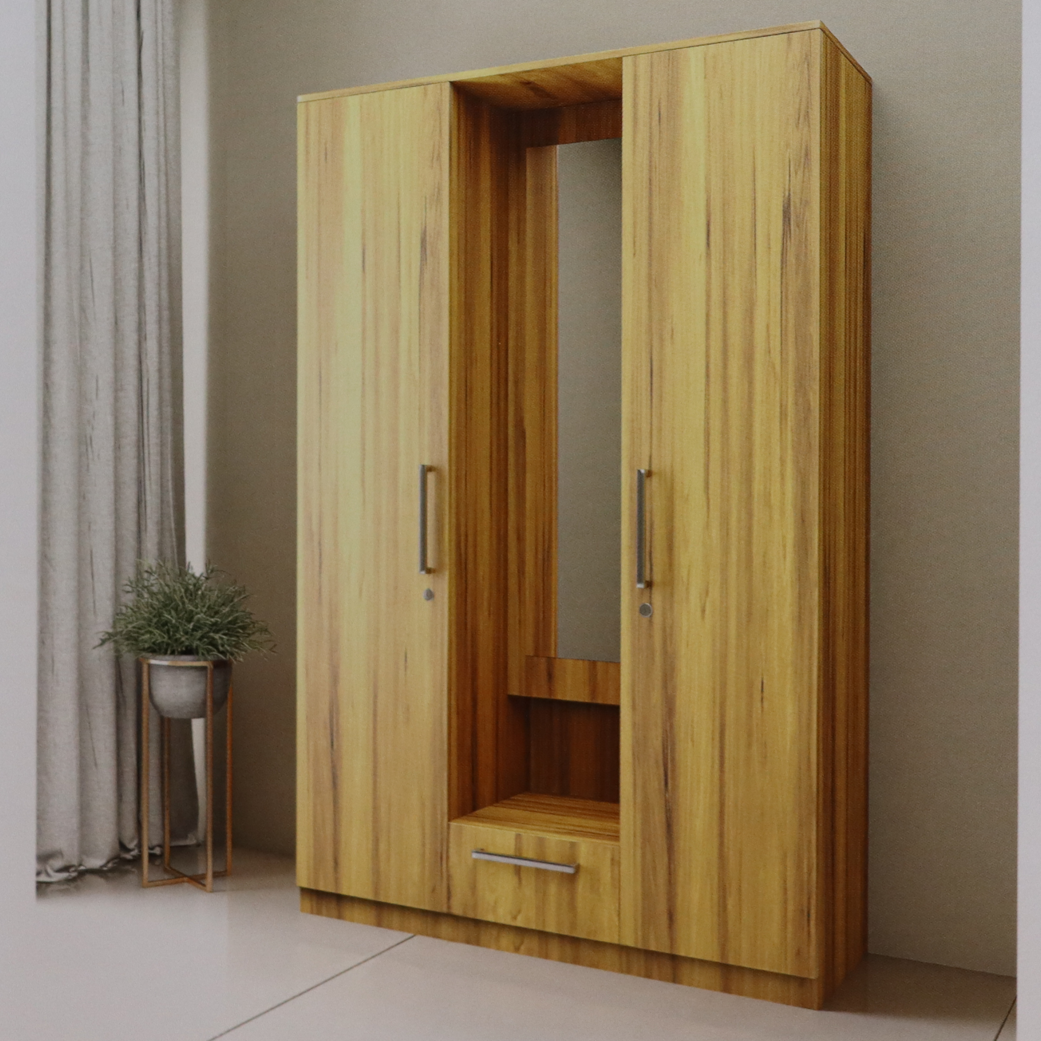 Two Door Wardrobe with Dresser and Drawer