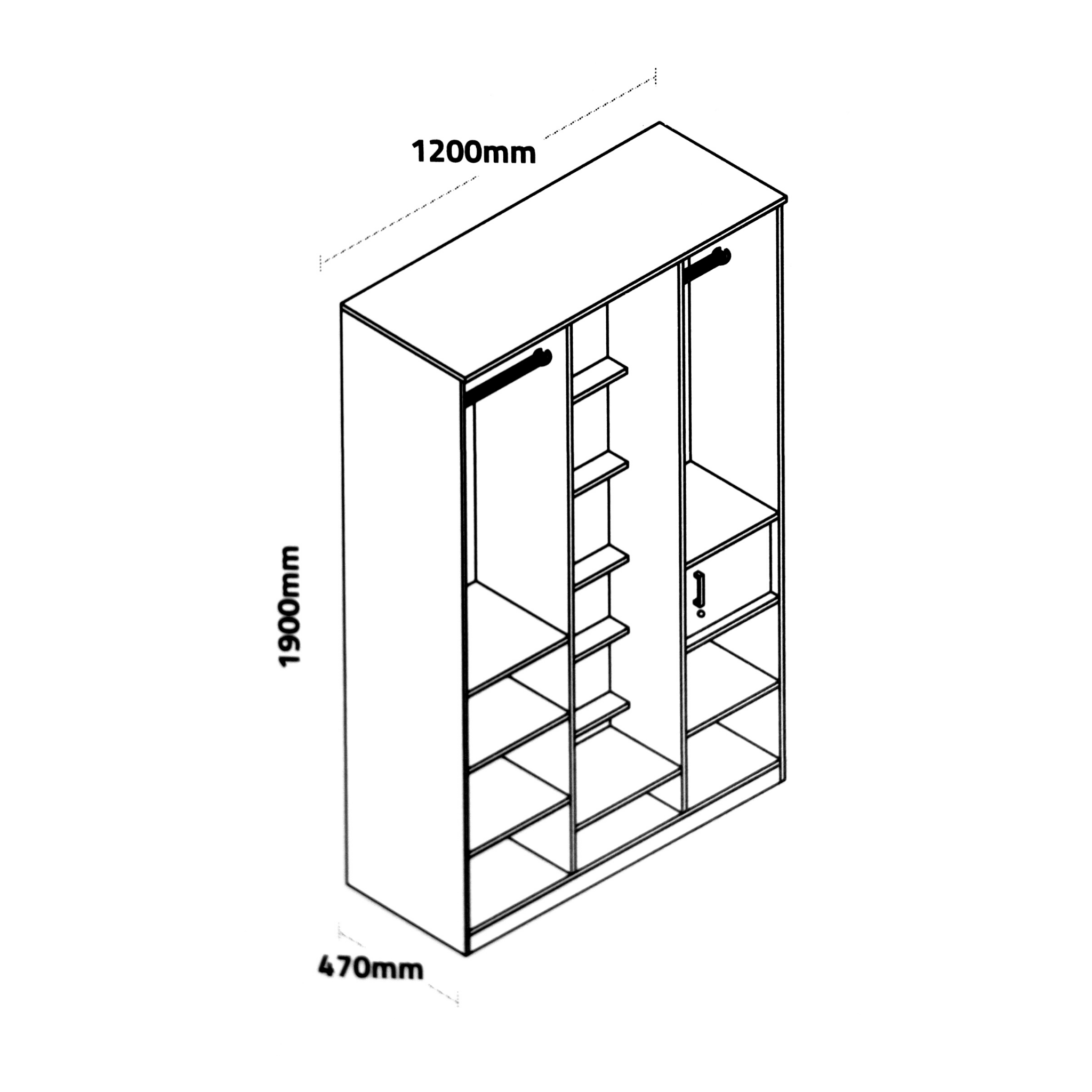 Two Door Wardrobe with Dresser and Drawer