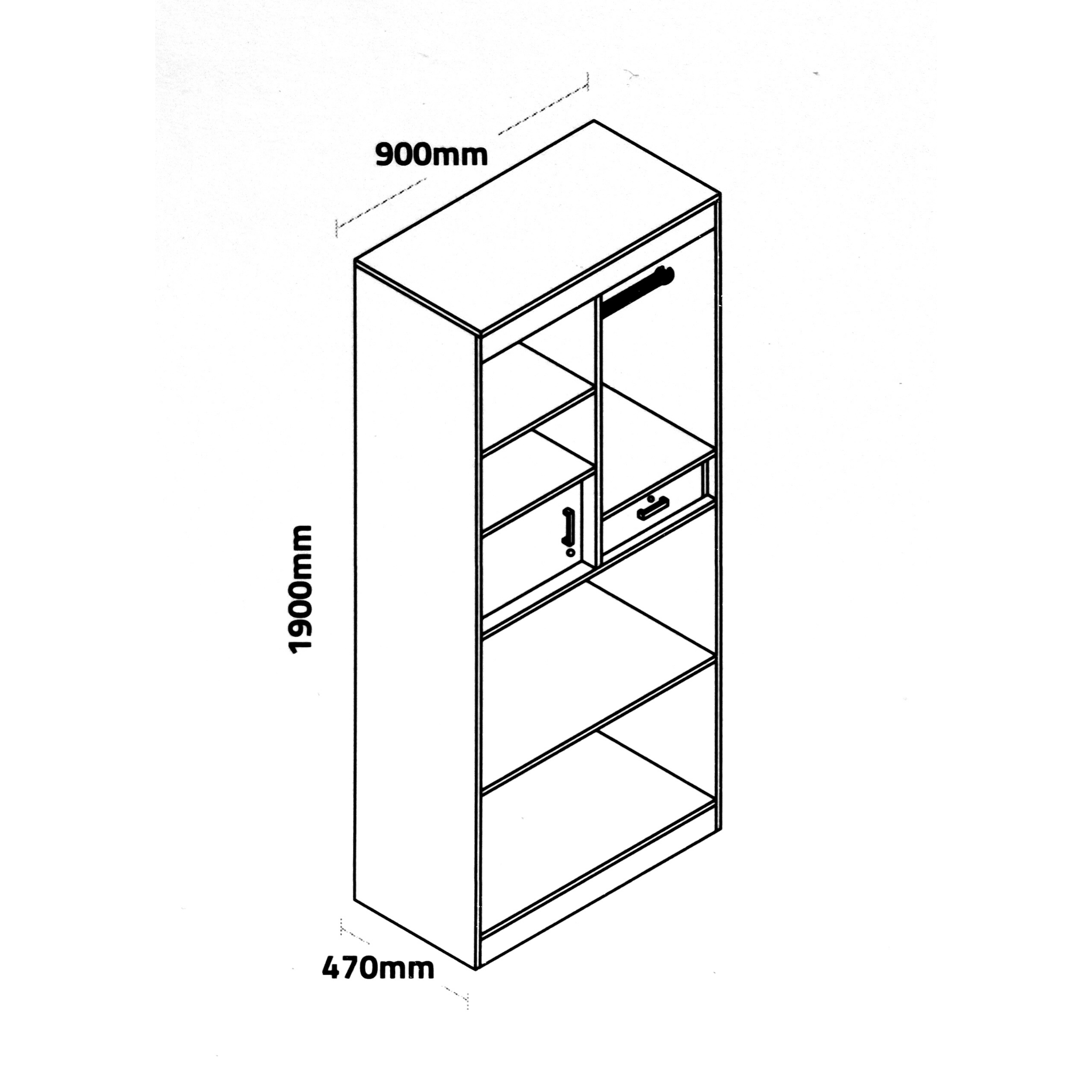 Two Door Wardrobe with Inner Door and one Drawer