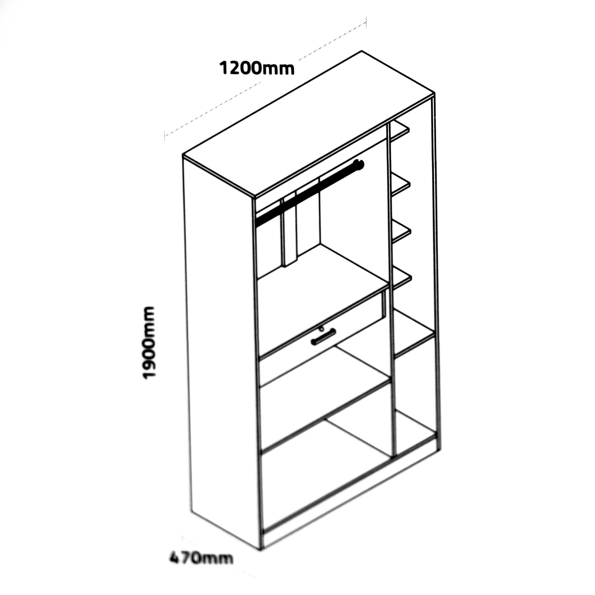 Two Door Wardrobe with Dresser and Drawer