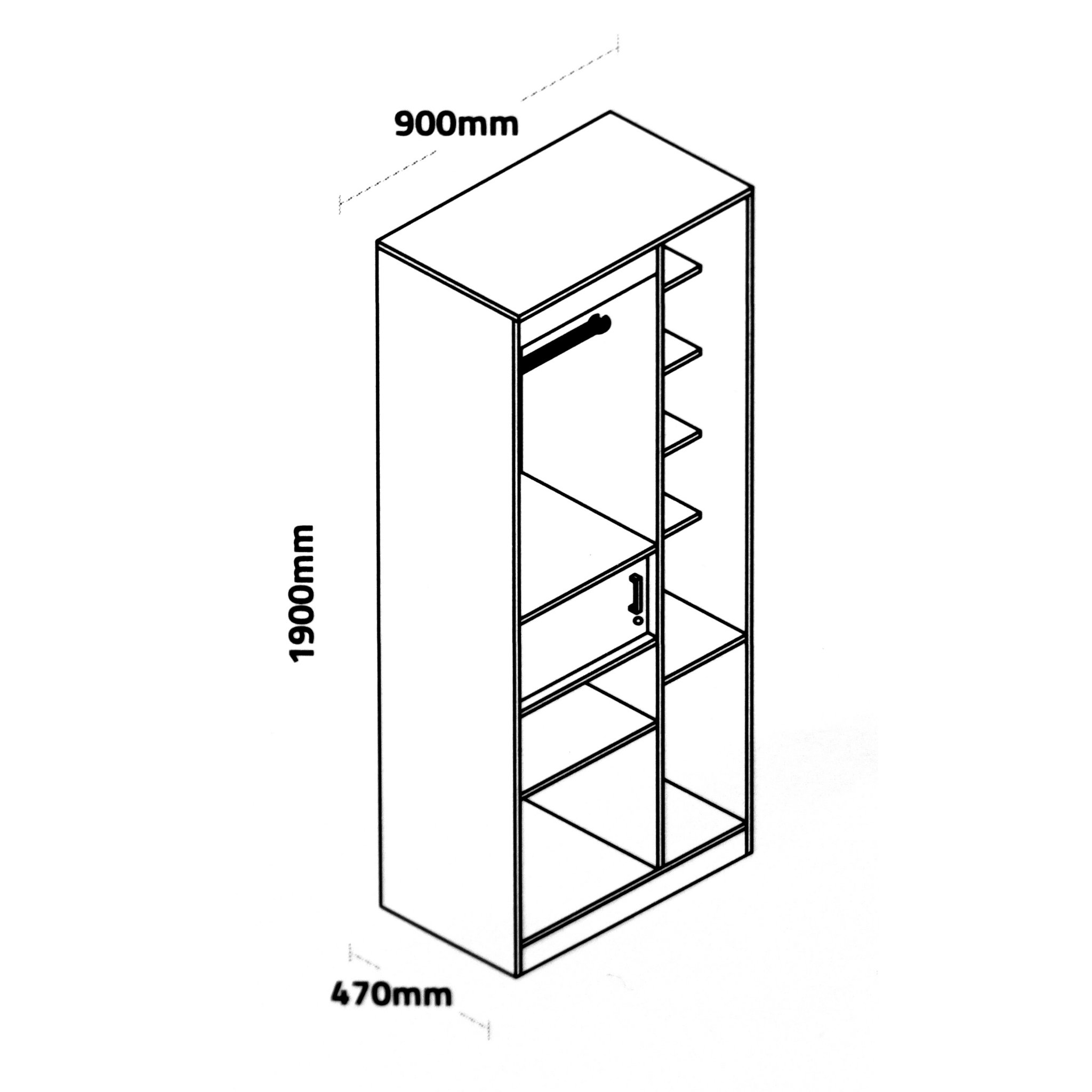 One Door Multi Utility Wardrobe with Dresser and Storage