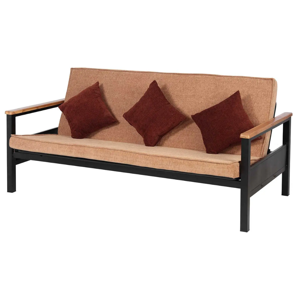 Metal Futon Bed with Wood Handle