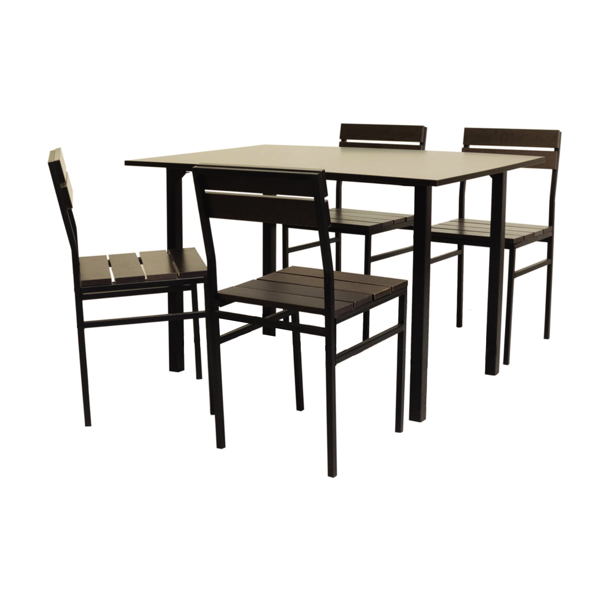 Polaris Metal Frame Wood Dining Table with 4 Seater Chair