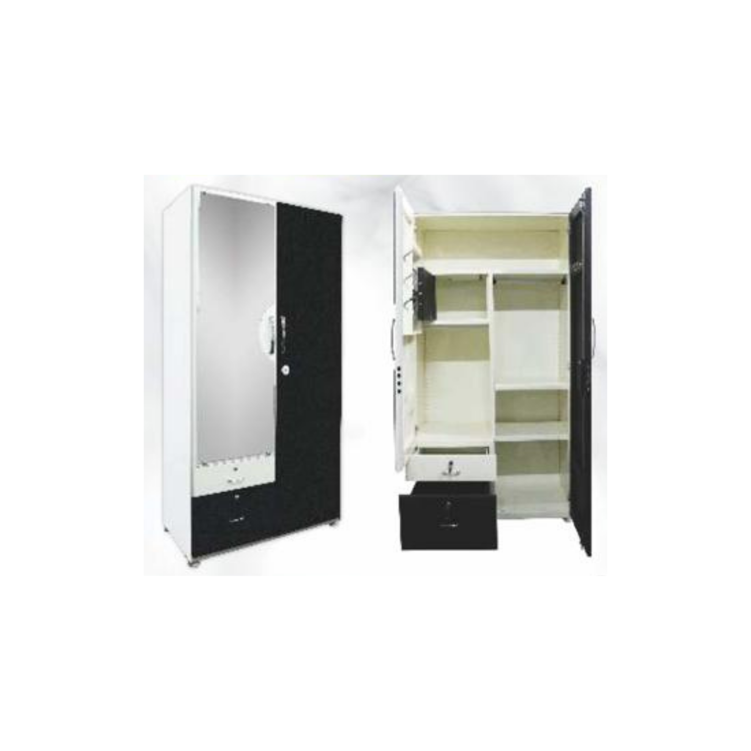 42"Deco Dressing Metal Two Door Wardrobe with Three Cube Storage