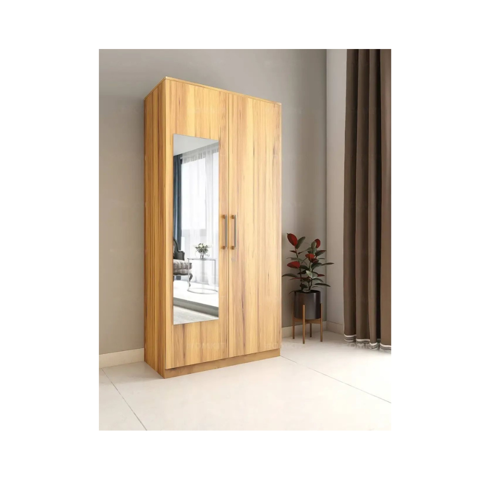 Two Door Multi Utility Wardrobe With One Inner Door and Mirror