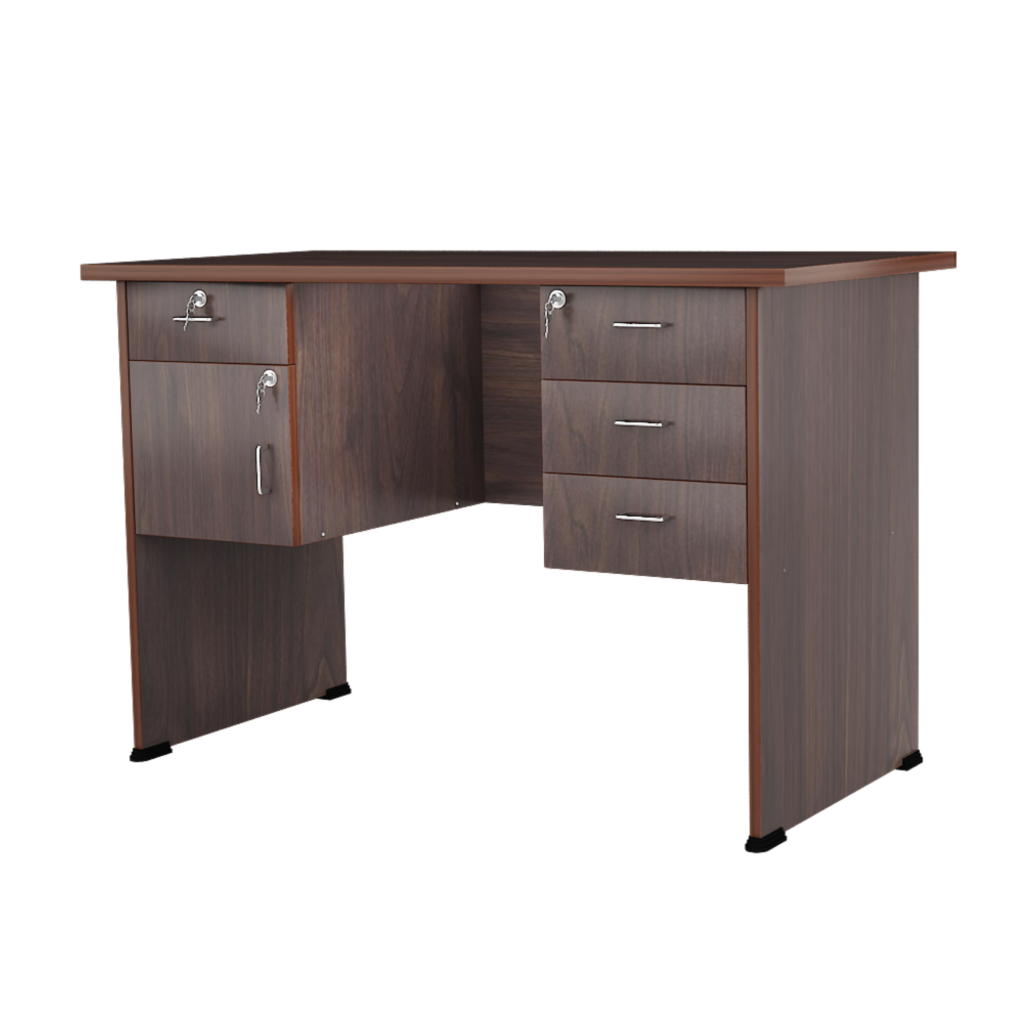 Executive Desk with Four Drawer and Cabinet Storage