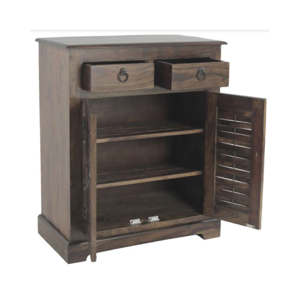 Plain Wooden Shoe Rack  with Two Drawers