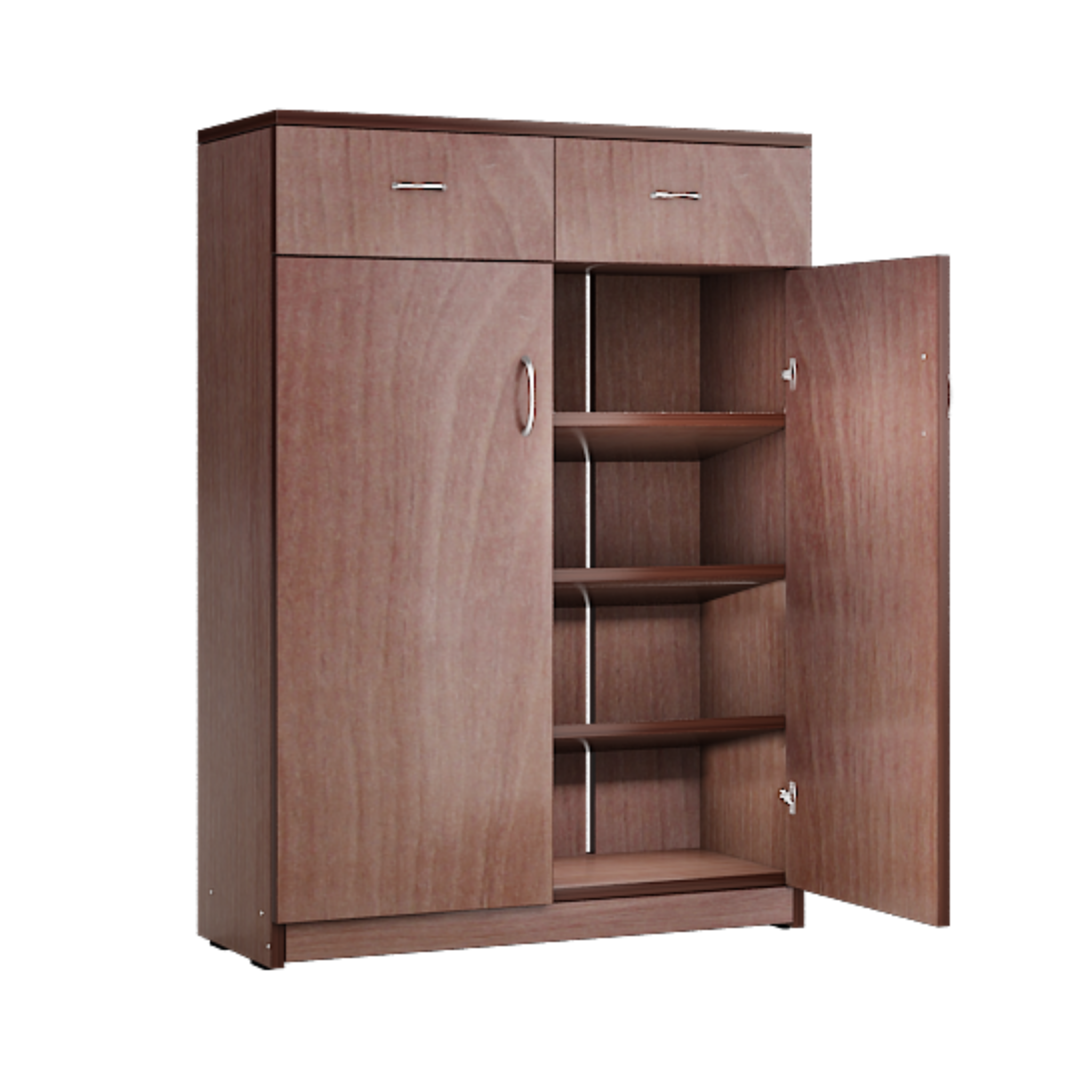Two Door Cabinet Shoe Rack with Dual Drawer Storage